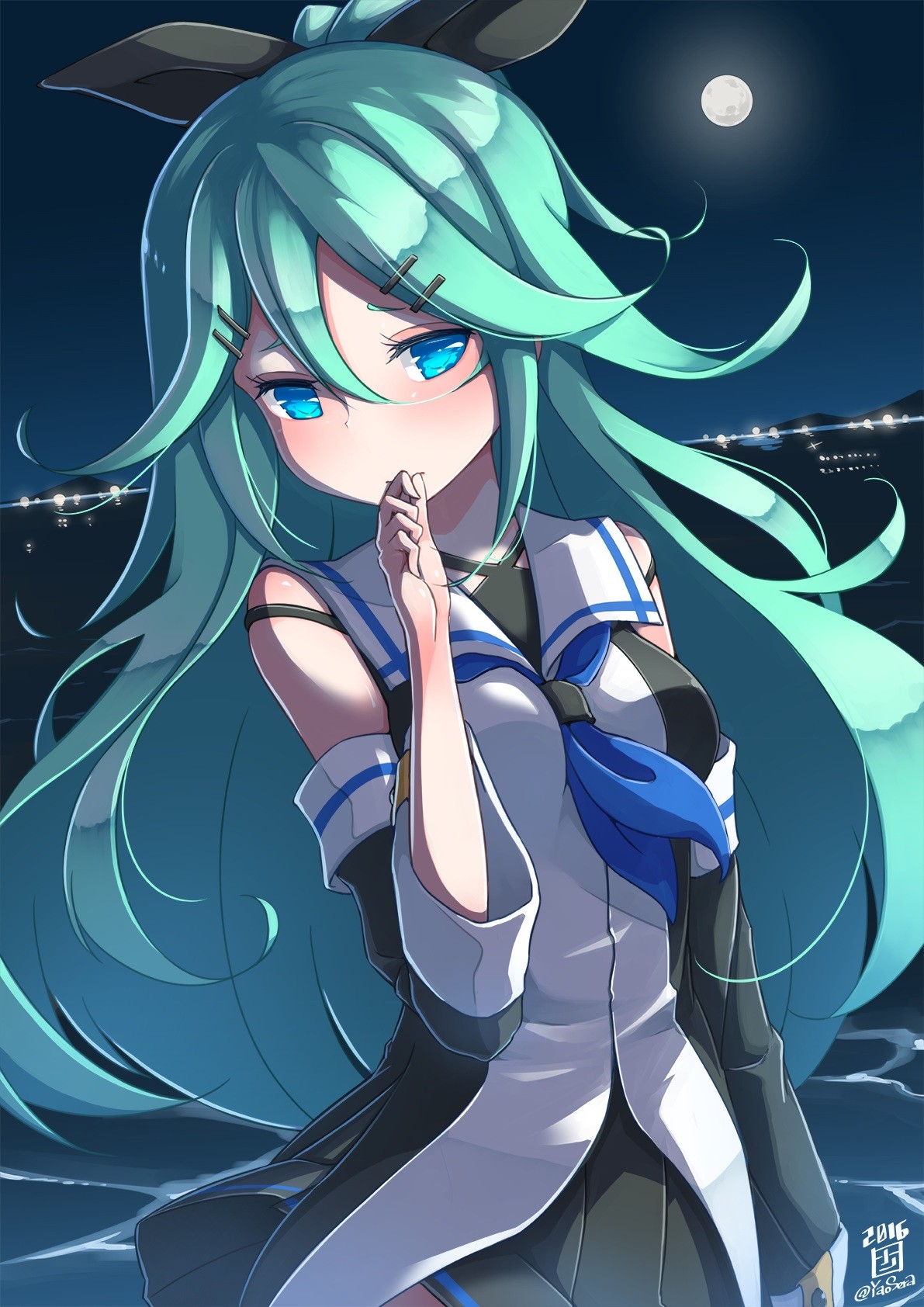 Yamakaze from Kantai Collection at night HD Wallpaper