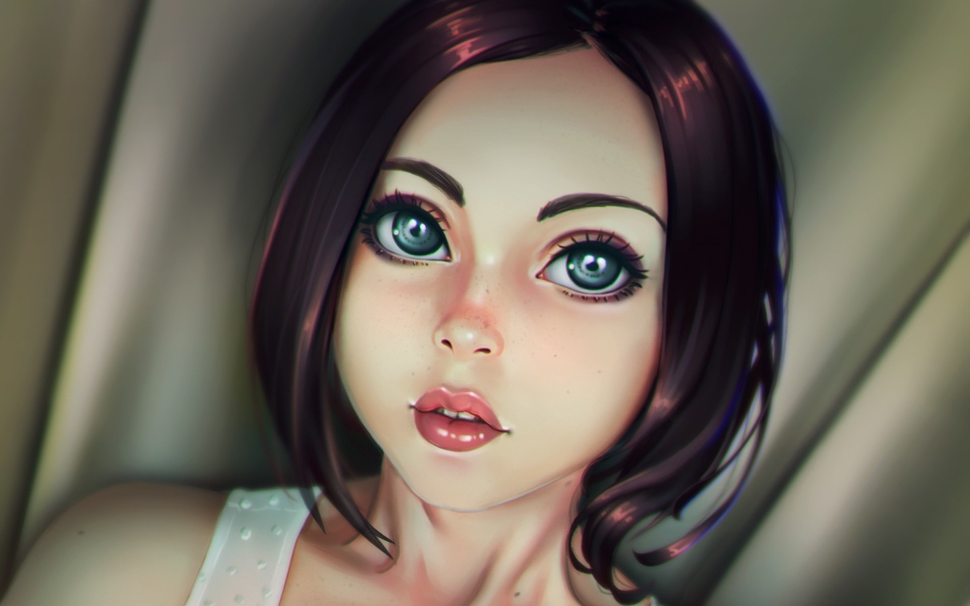 Artwork portrait of a young woman HD Wallpaper