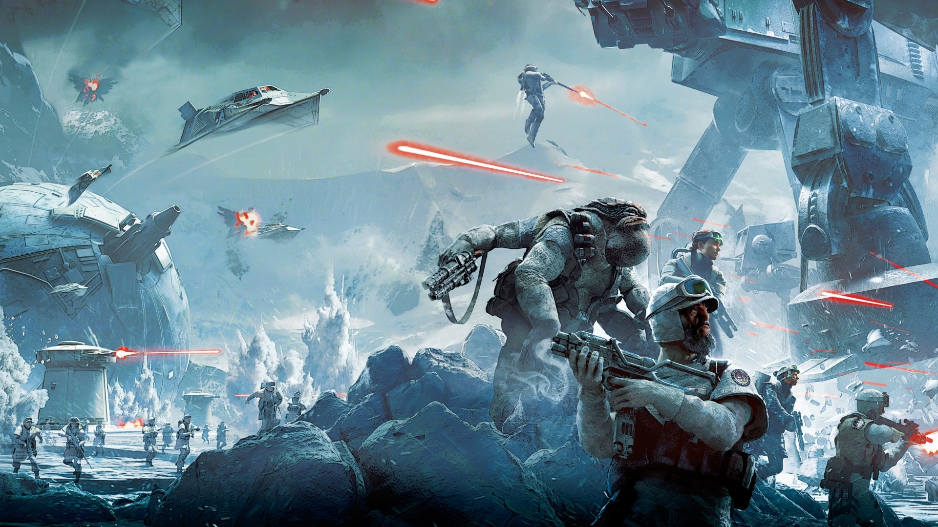Star Wars Battlefront AT-AT battle HD Wallpaper