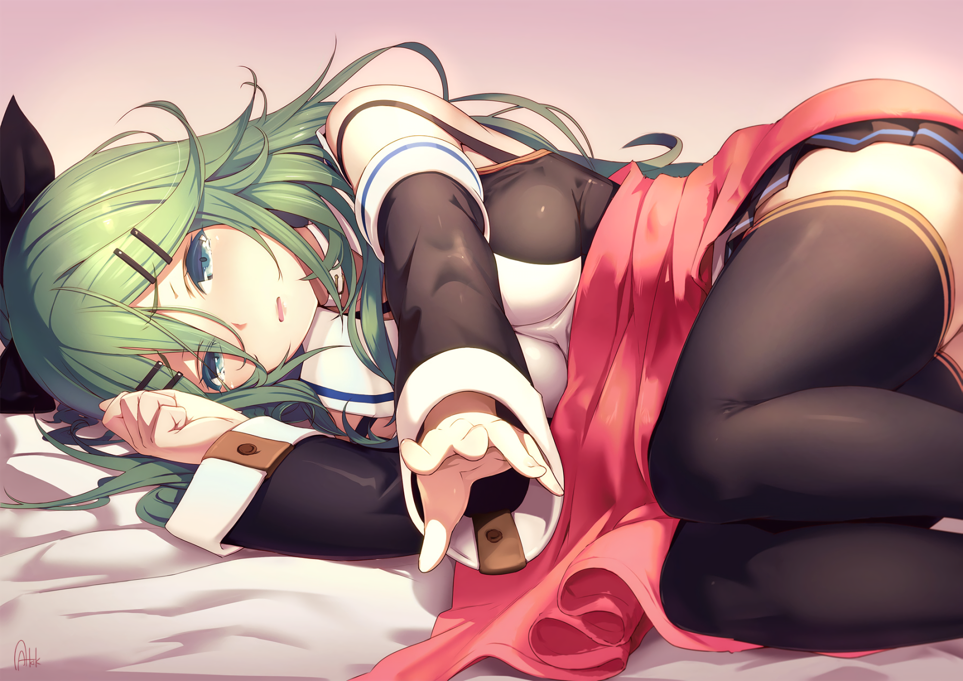 Yamakaze from Kantai Collection lying down HD Wallpaper