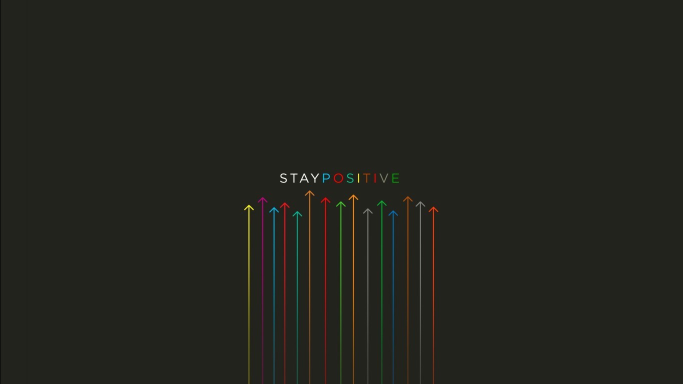 Stay Positive typography with colorful arrows HD Wallpaper