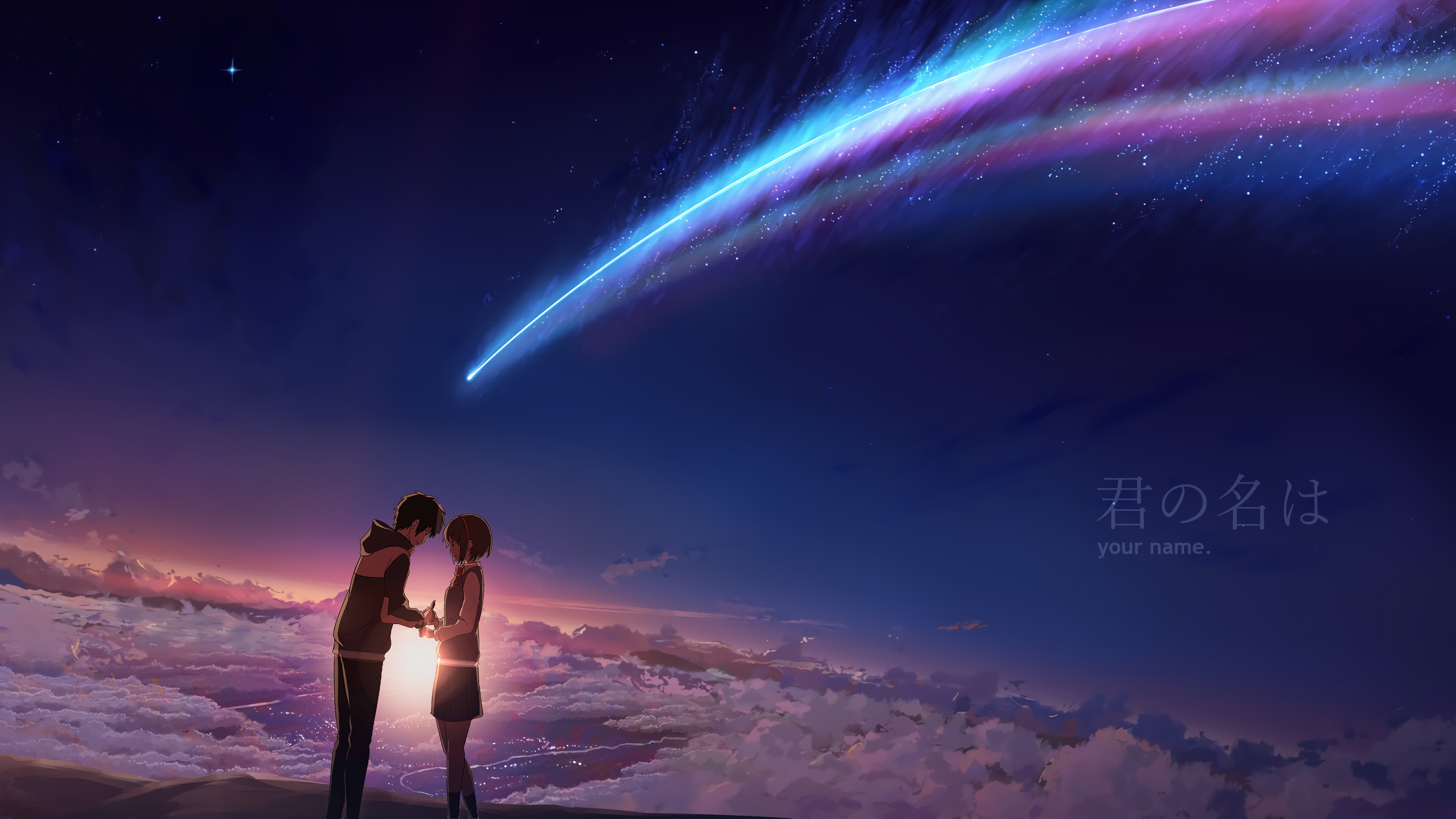 Kimi no Na Wa. Anime Couple Under Comet Sky HD Wallpaper