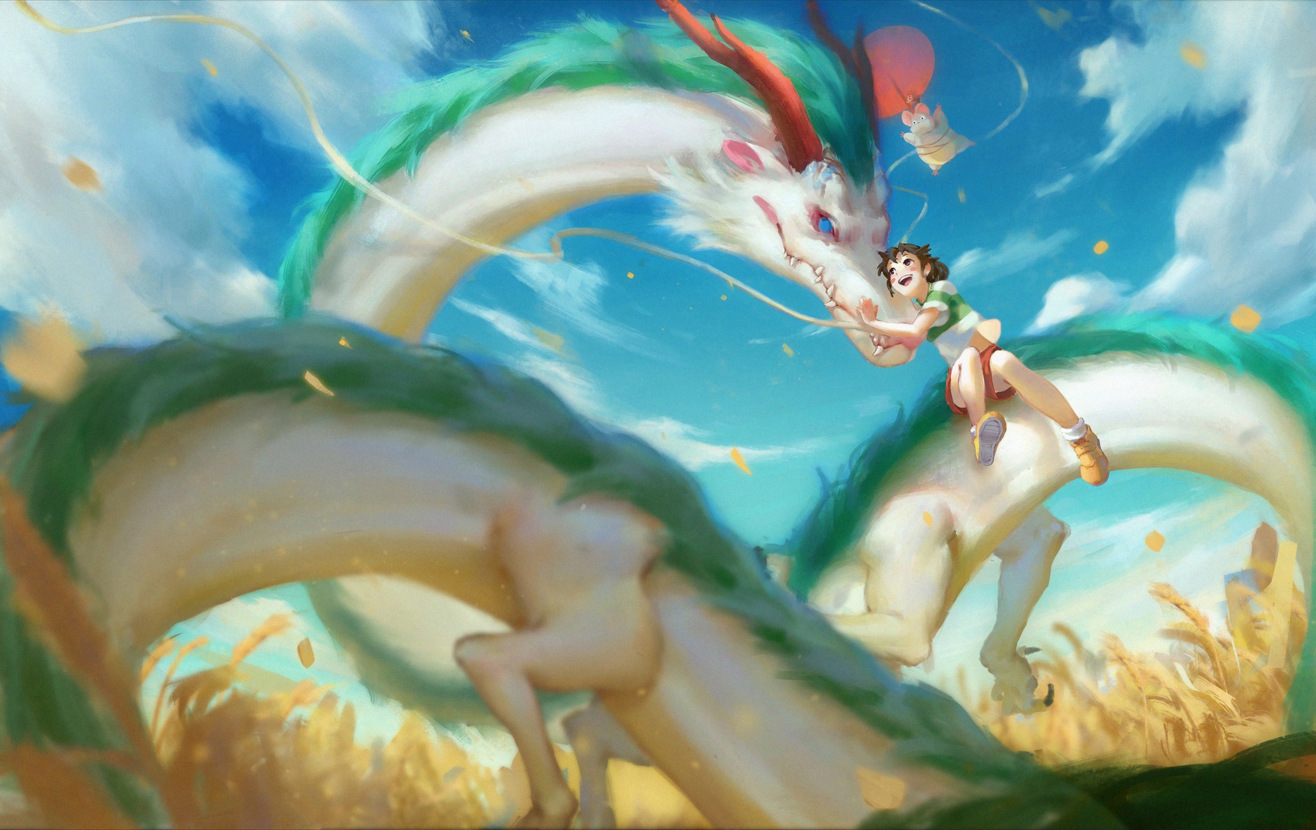 Chihiro and Haku from Spirited Away HD Wallpaper