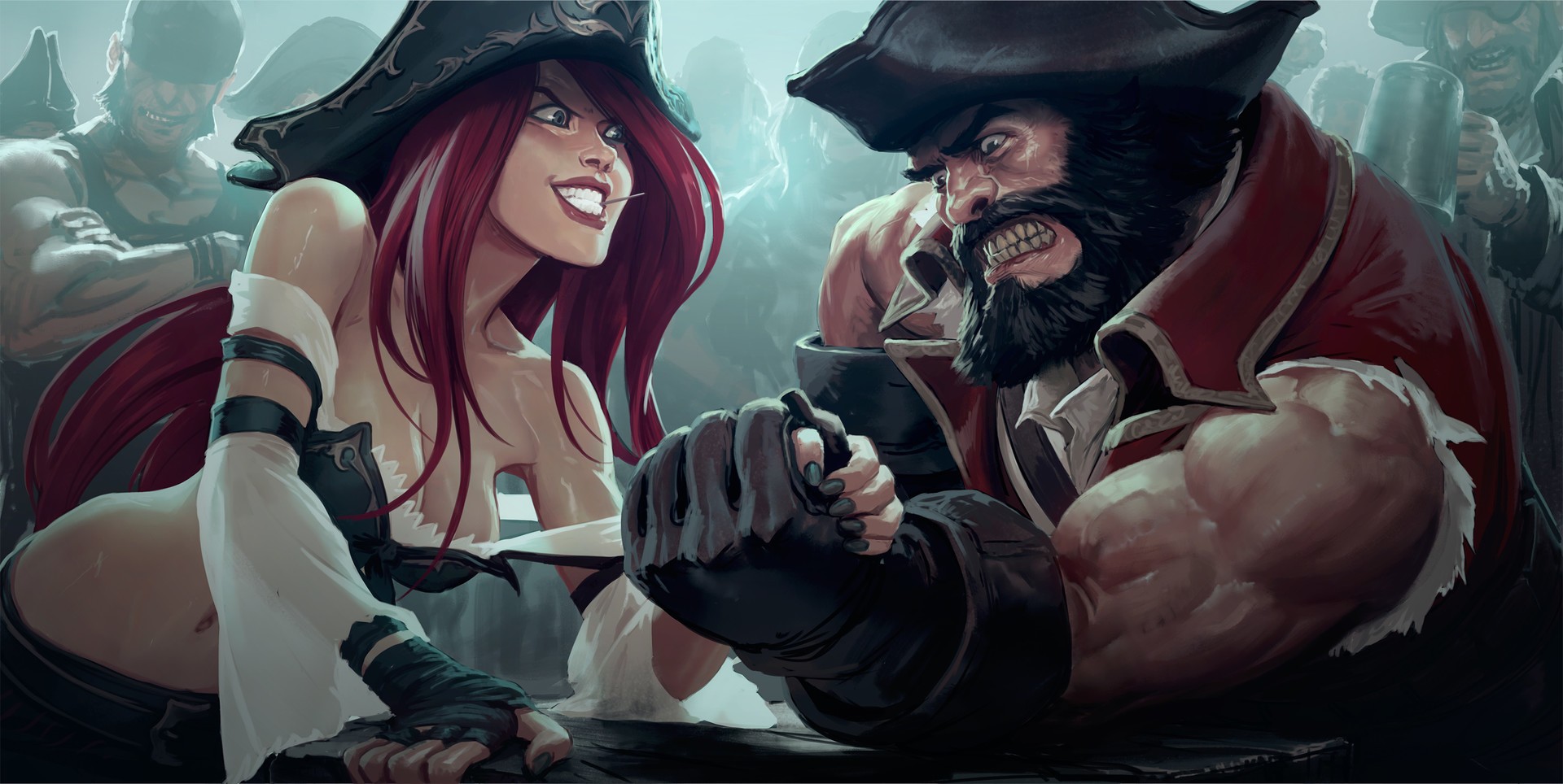 Miss Fortune and Gangplank arm wrestling from League of Legends HD Wallpaper