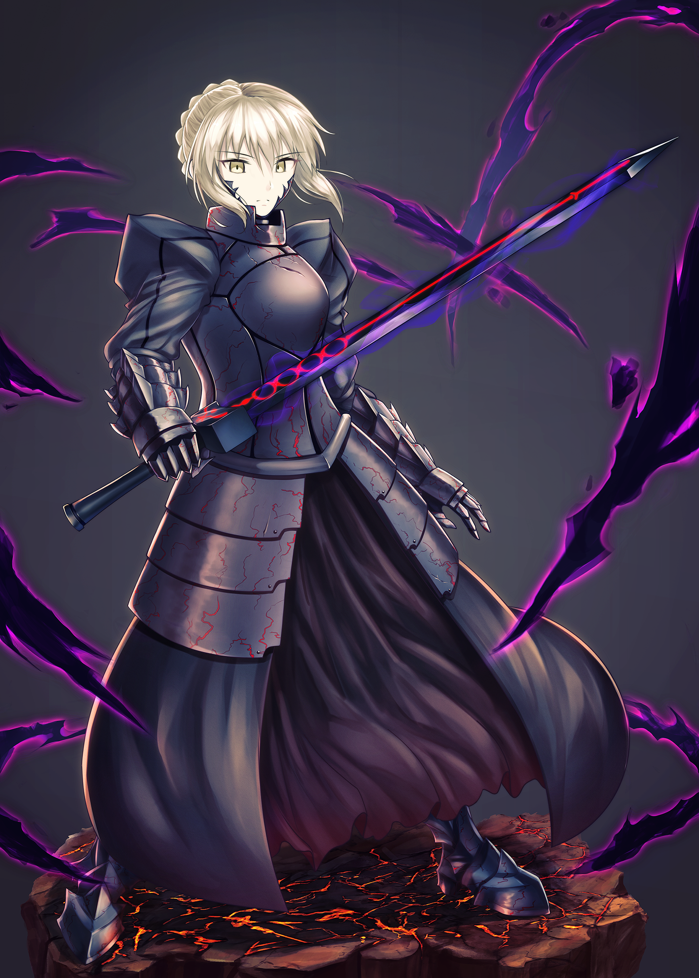 Saber Alter from Fate/Grand Order with a dark sword HD Wallpaper