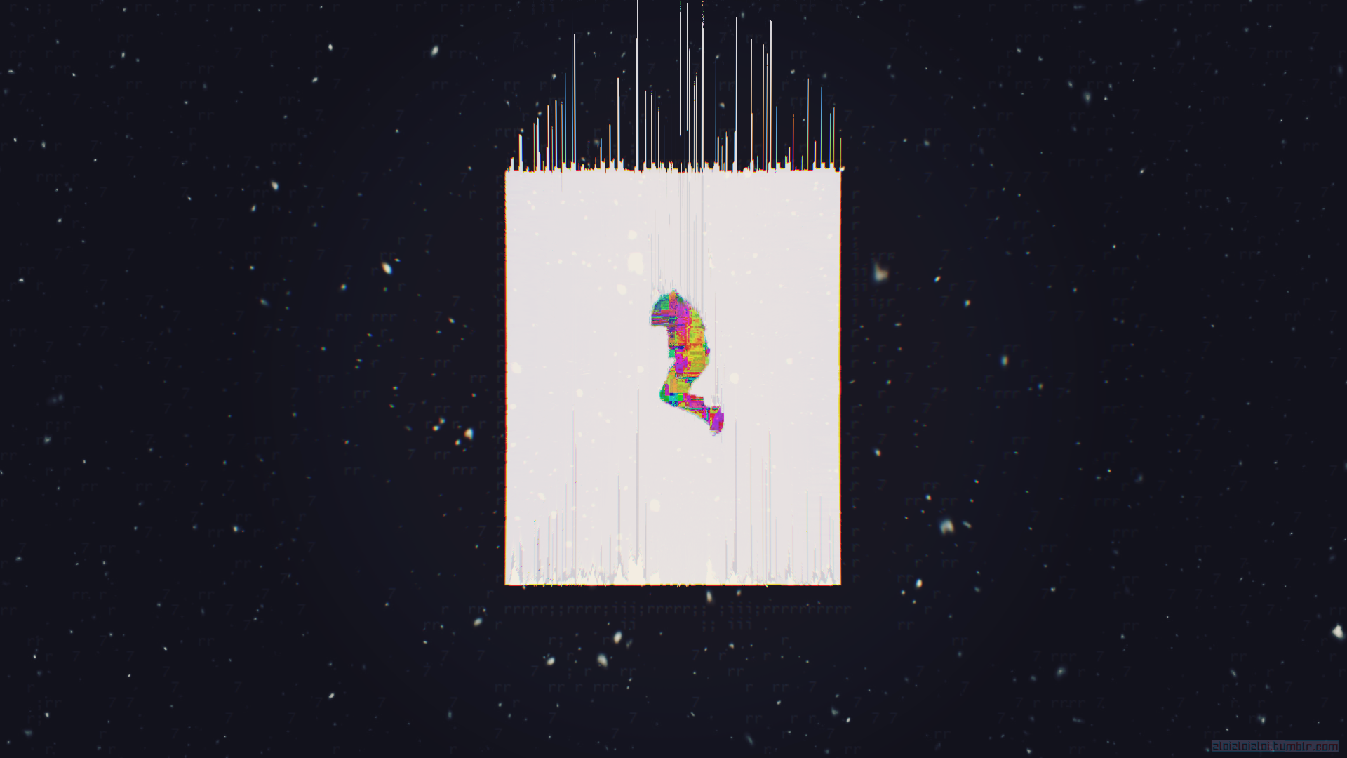 Abstract glitch art figure falling in space HD Wallpaper