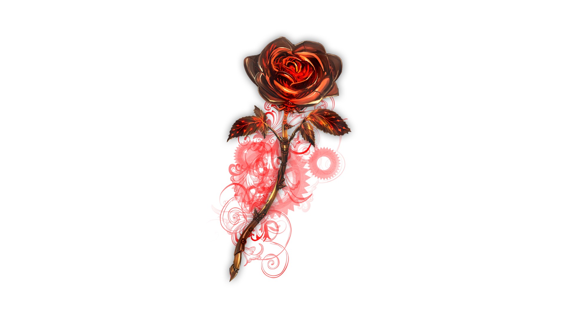 Steampunk rose with gears and swirls HD Wallpaper