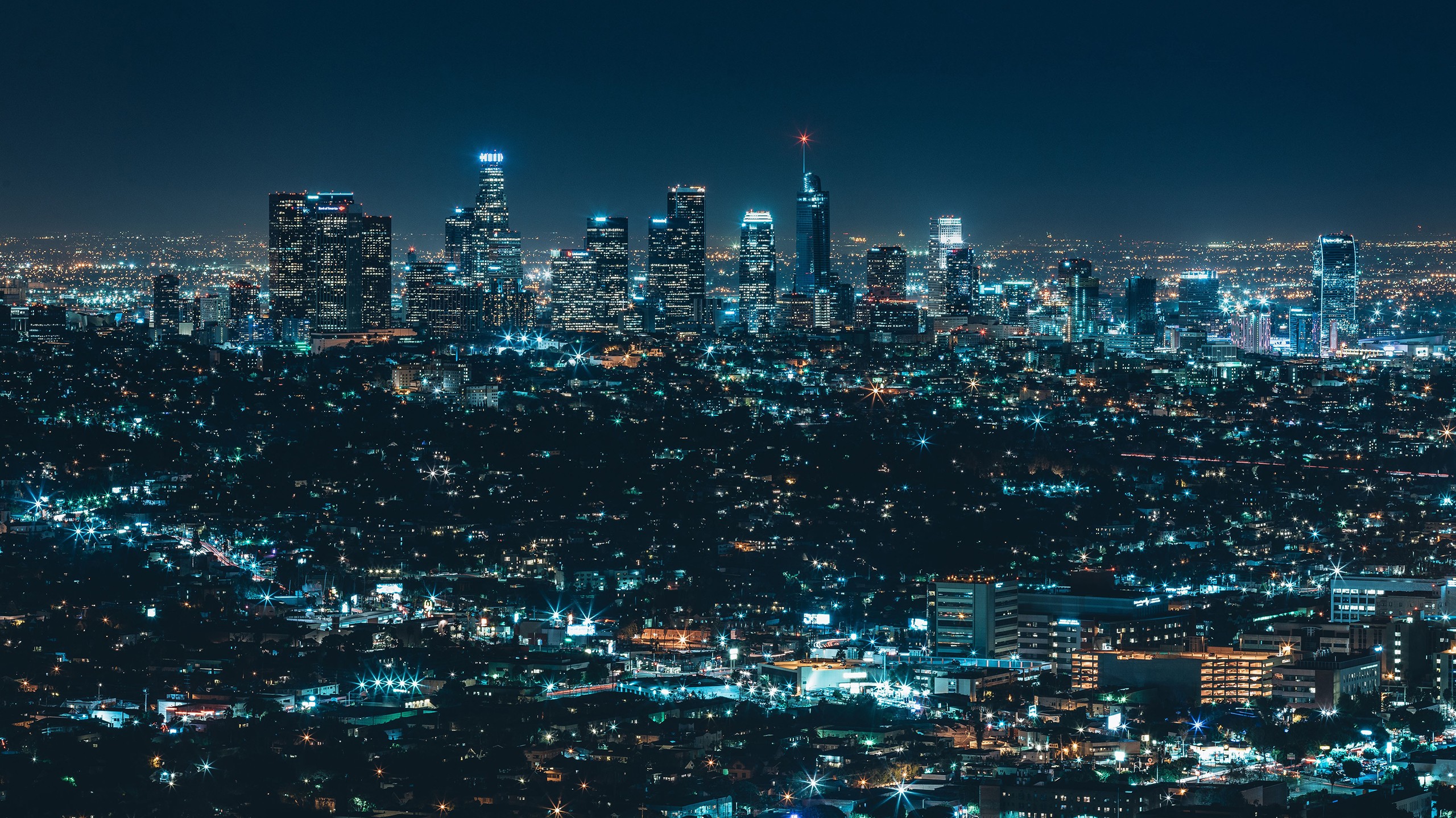 Los Angeles cityscape at night HD Wallpaper