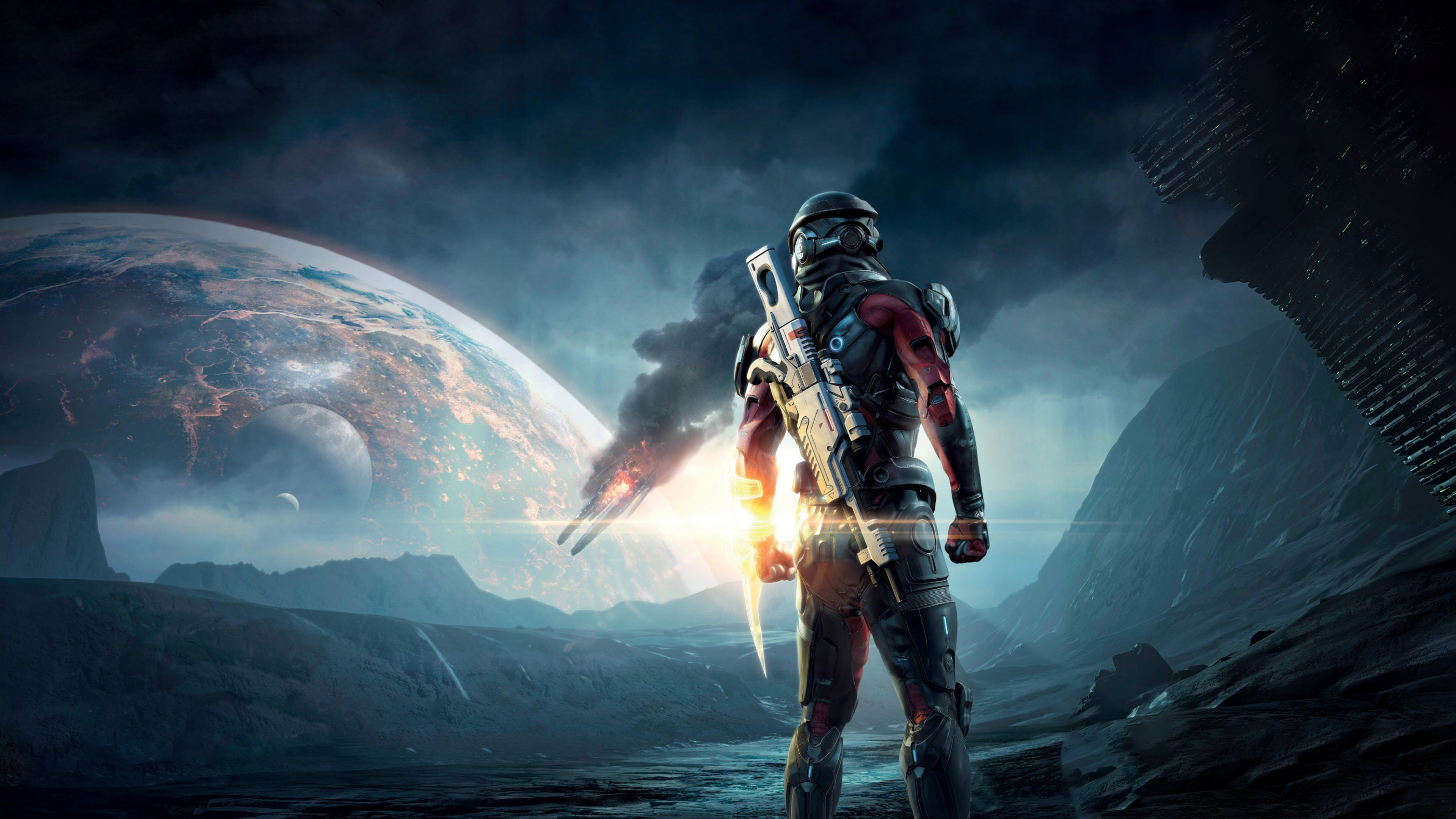 Mass Effect: Andromeda Soldier on Alien Planet HD Wallpaper