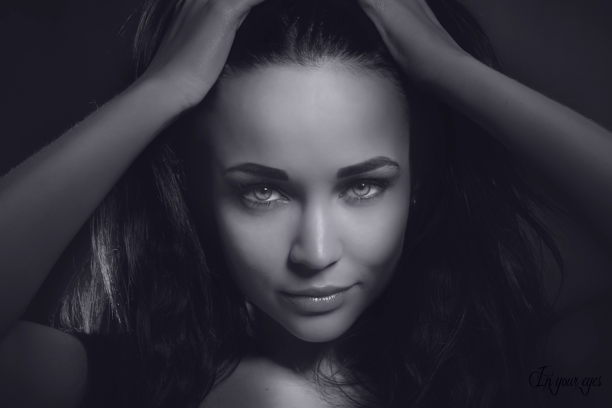 Angelina Petrova with hands on head HD Wallpaper