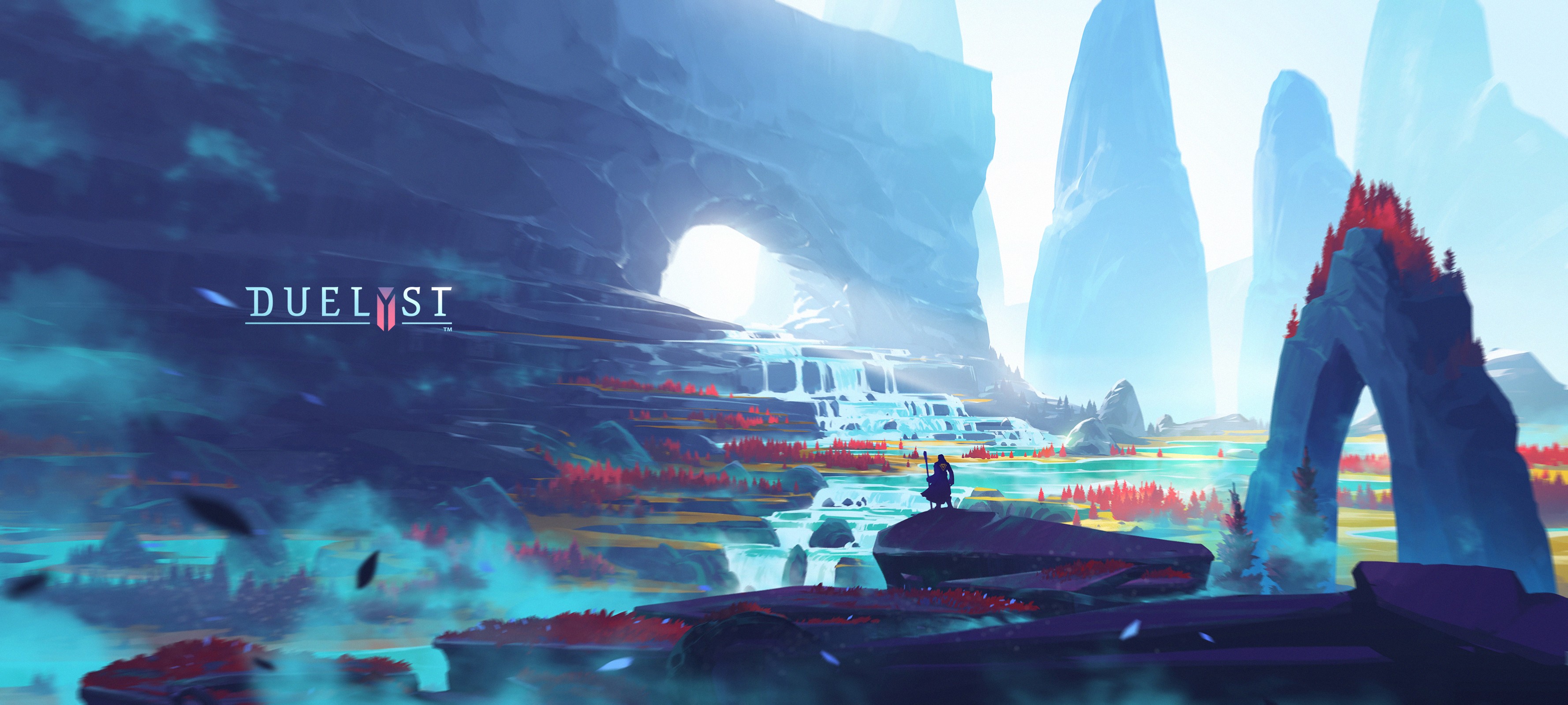 Duelyst concept art of a fantasy landscape HD Wallpaper