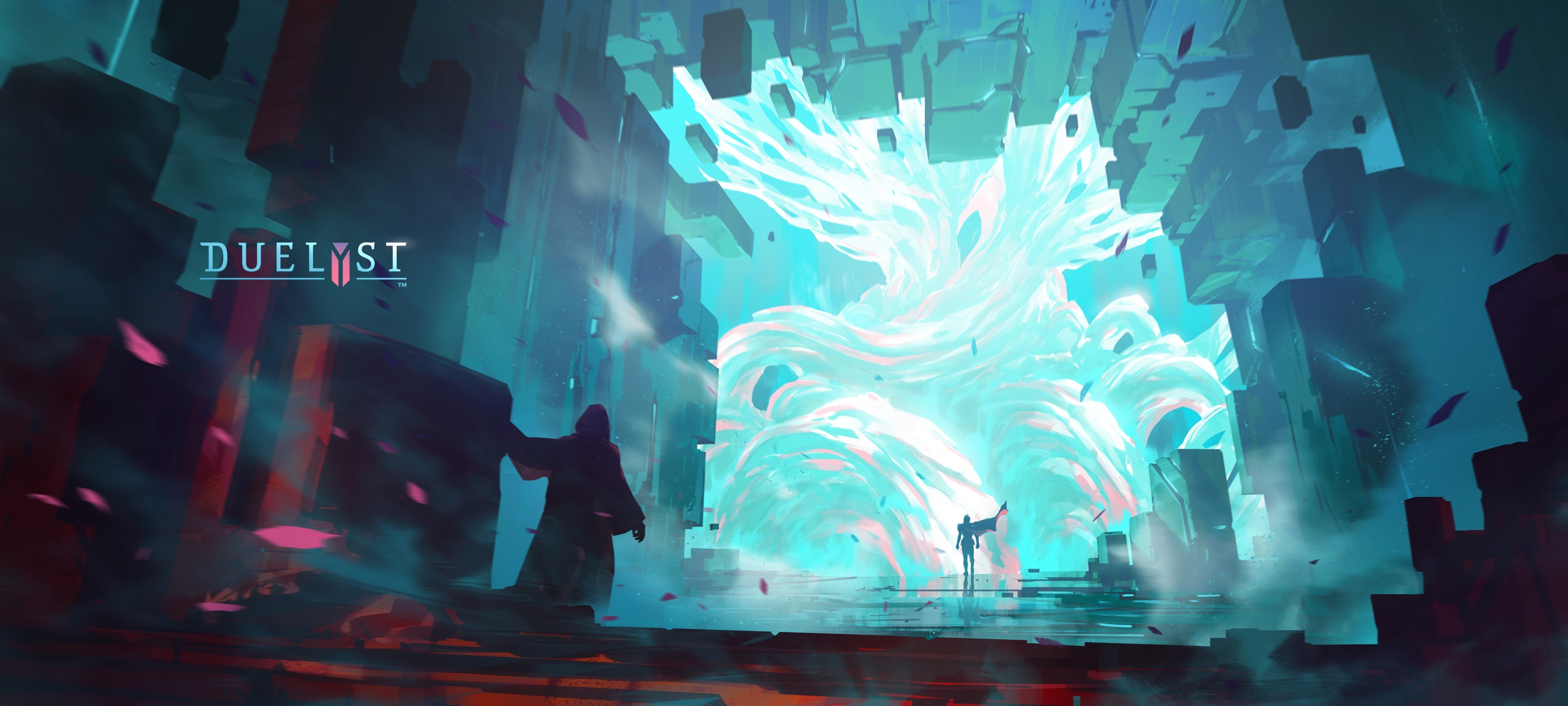 Duelyst artwork with abstract glowing structures HD Wallpaper