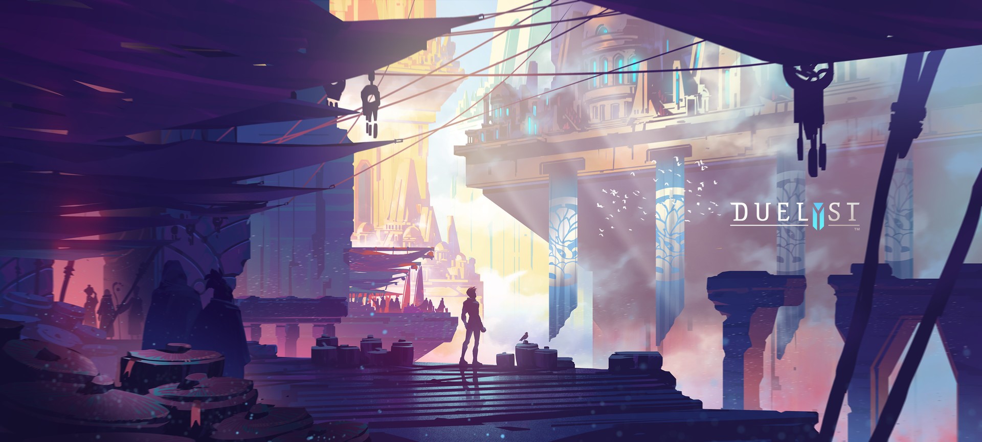 Duelyst concept art of a futuristic city HD Wallpaper