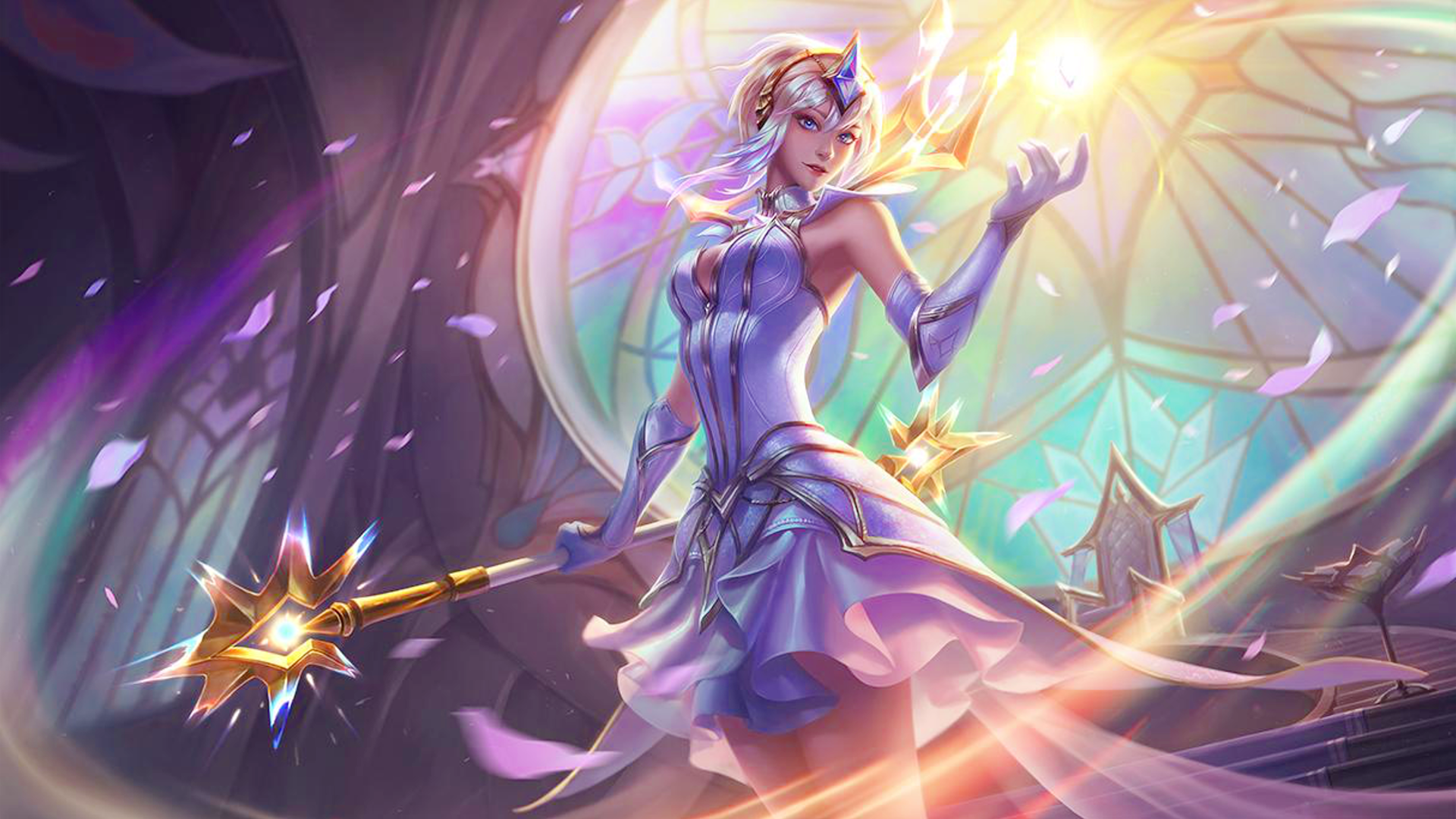 Lux from League of Legends holding a staff HD Wallpaper