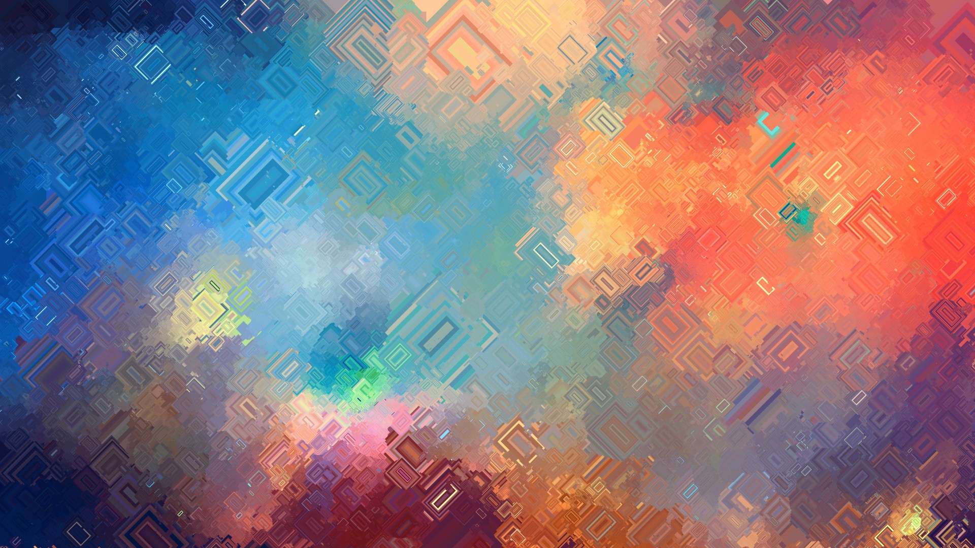 Colorful abstract digital art with geometric patterns HD Wallpaper