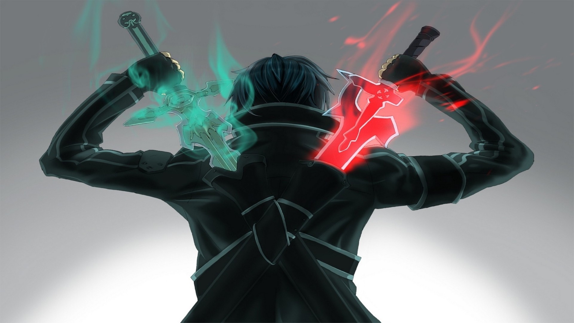 Kirigaya Kazuto from Sword Art Online with two swords HD Wallpaper
