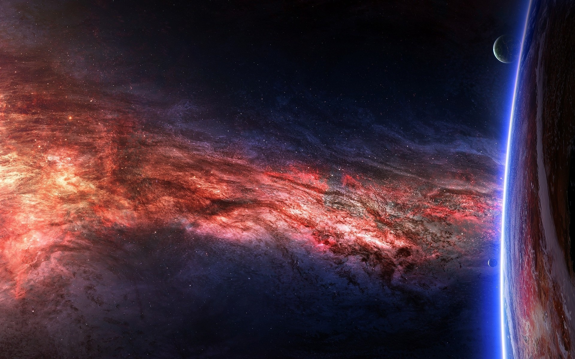 Planet and Nebula in Space Art HD Wallpaper
