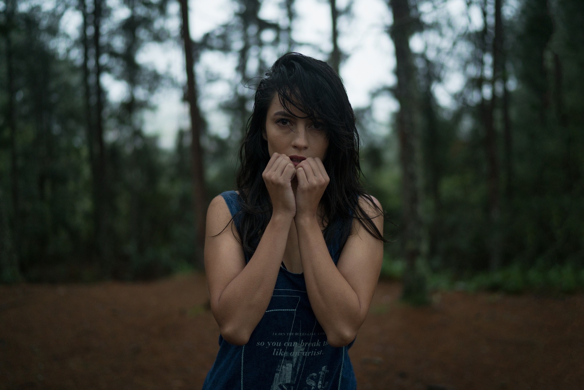 Woman in a forest HD Wallpaper