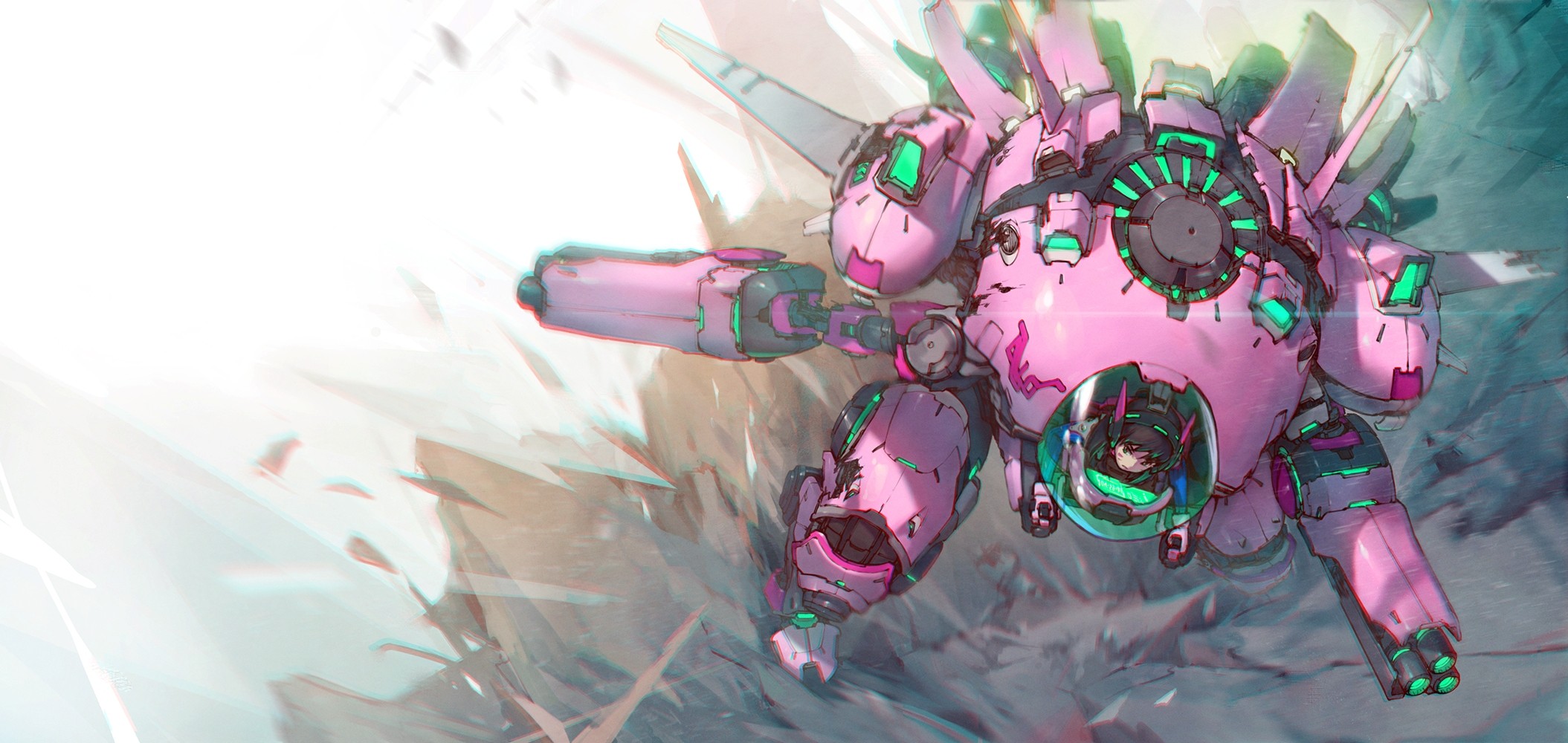 D.Va in her mech from Overwatch HD Wallpaper