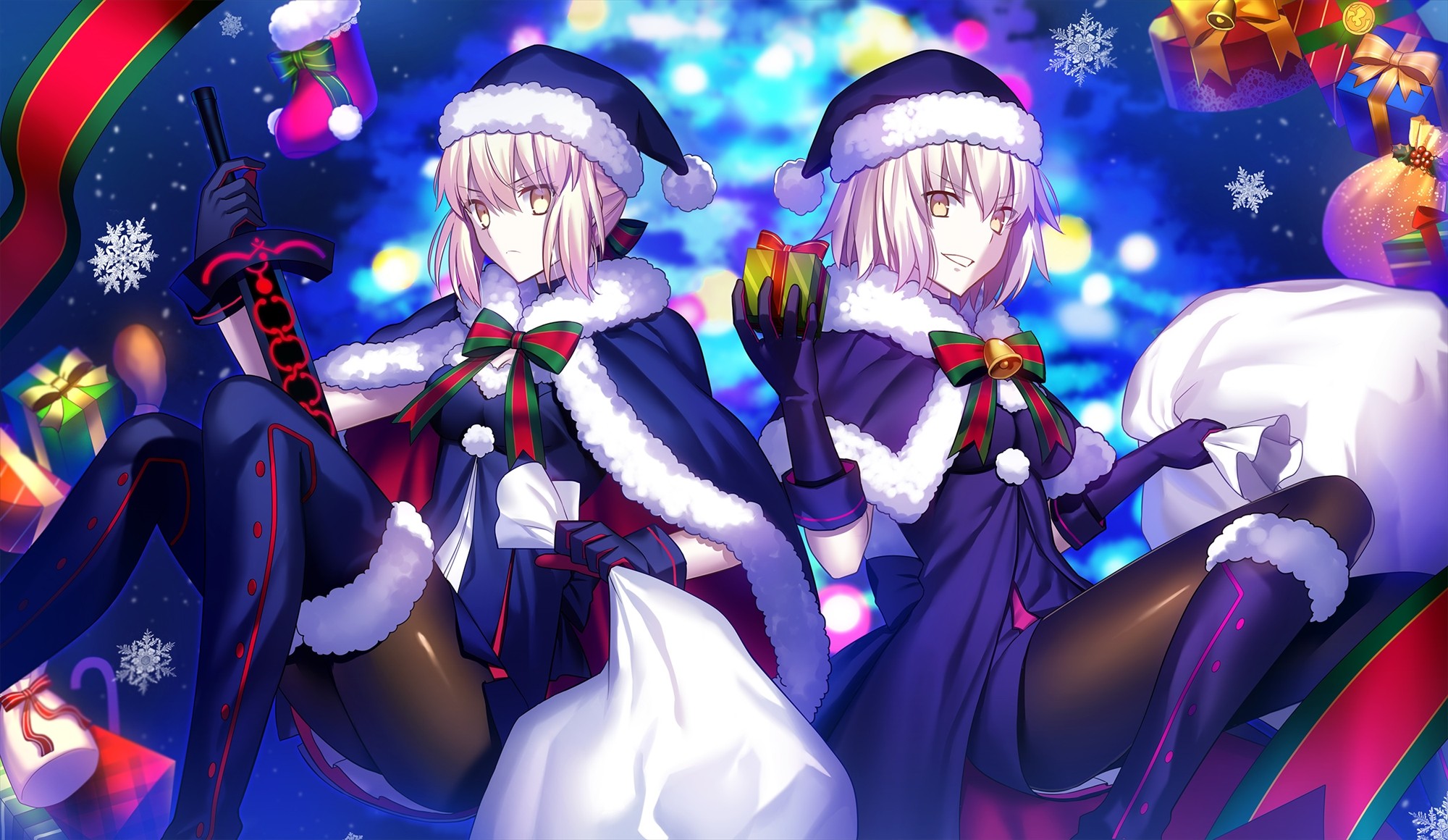 Saber Alter from Fate/Grand Order in Christmas Outfits HD Wallpaper