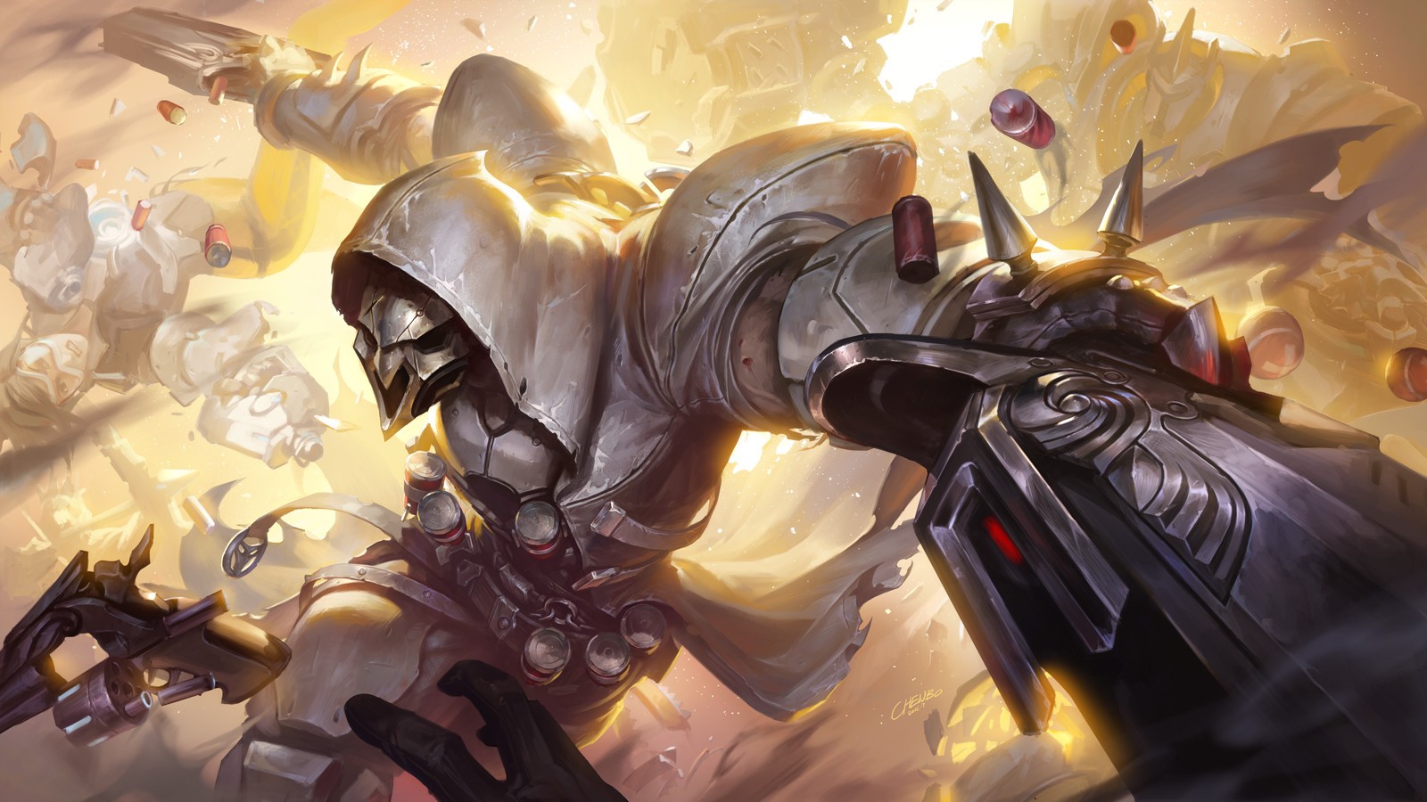 Reaper from Overwatch in combat HD Wallpaper