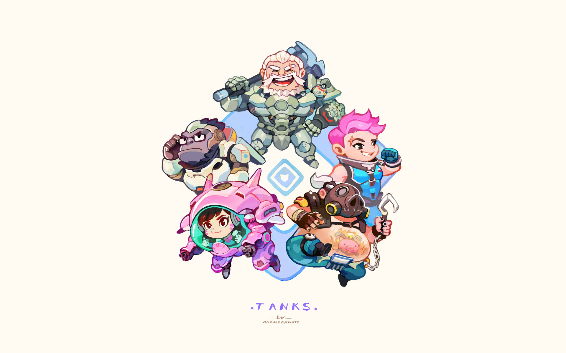 Overwatch Tanks: Reinhardt, Zarya, Roadhog, D.Va, Winston HD Wallpaper
