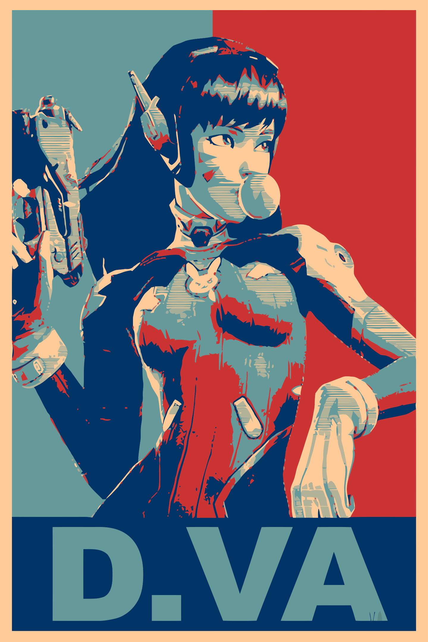 D.Va from Overwatch Propaganda Poster HD Wallpaper
