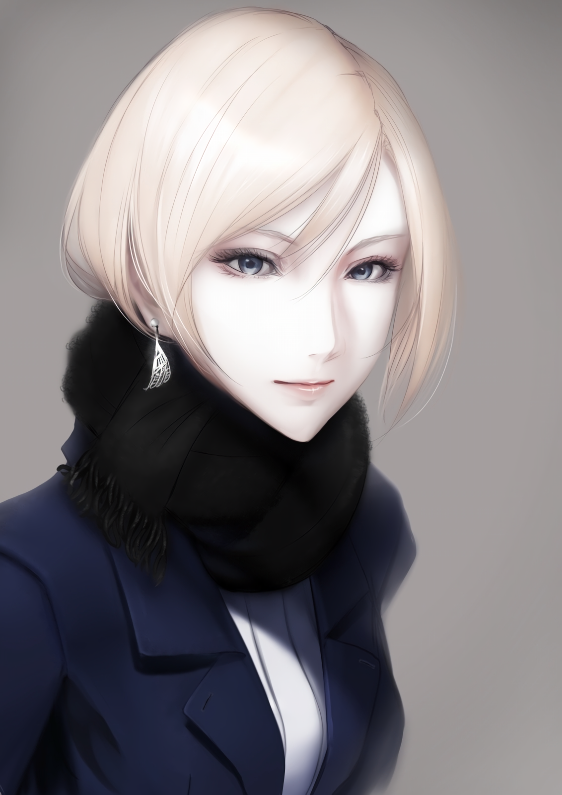 Anime girl with blonde short hair and gray eyes HD Wallpaper