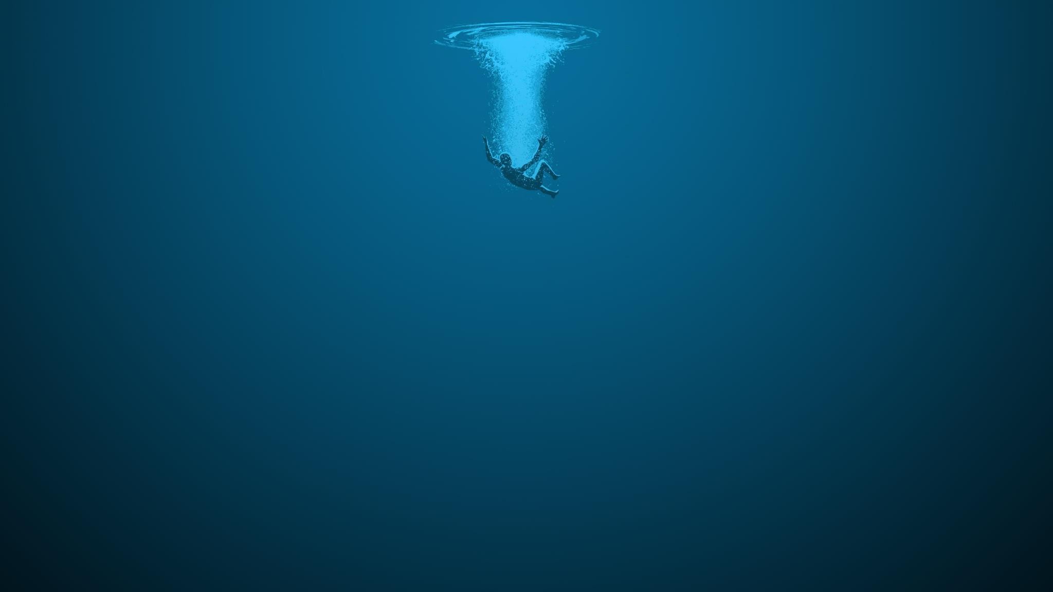 Person falling into deep blue water HD Wallpaper