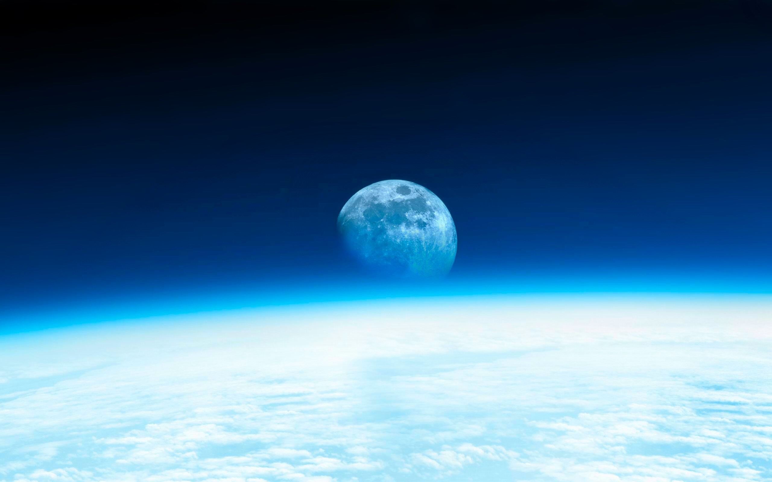 The Moon seen from above Earth's atmosphere HD Wallpaper