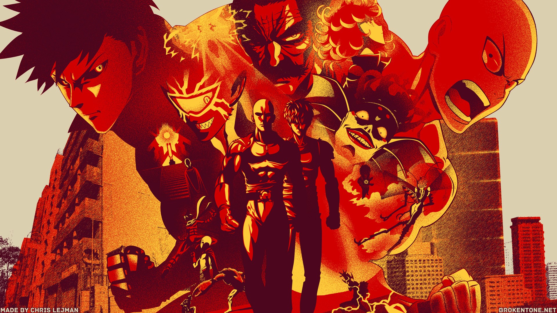 One-Punch Man characters collage HD Wallpaper