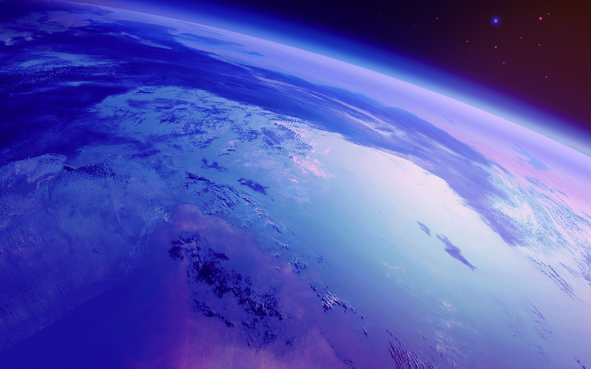 Earth's atmosphere from space with stars HD Wallpaper