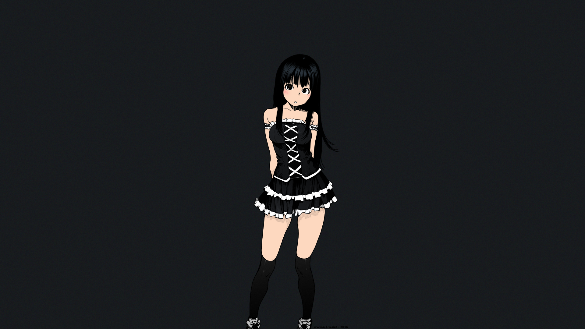 Anime girl with black hair in a maid outfit HD Wallpaper