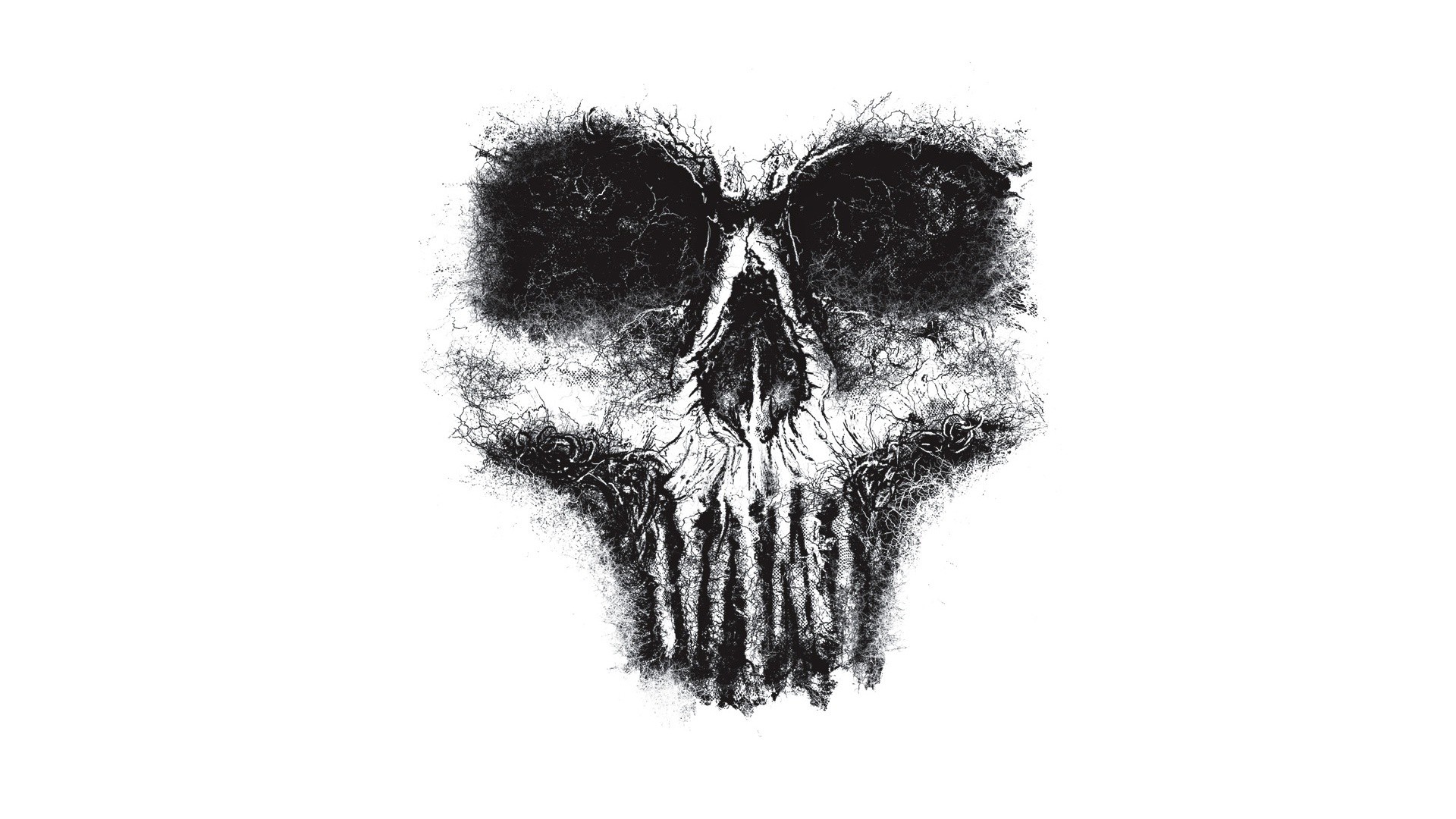 Monochrome artwork of a textured skull HD Wallpaper