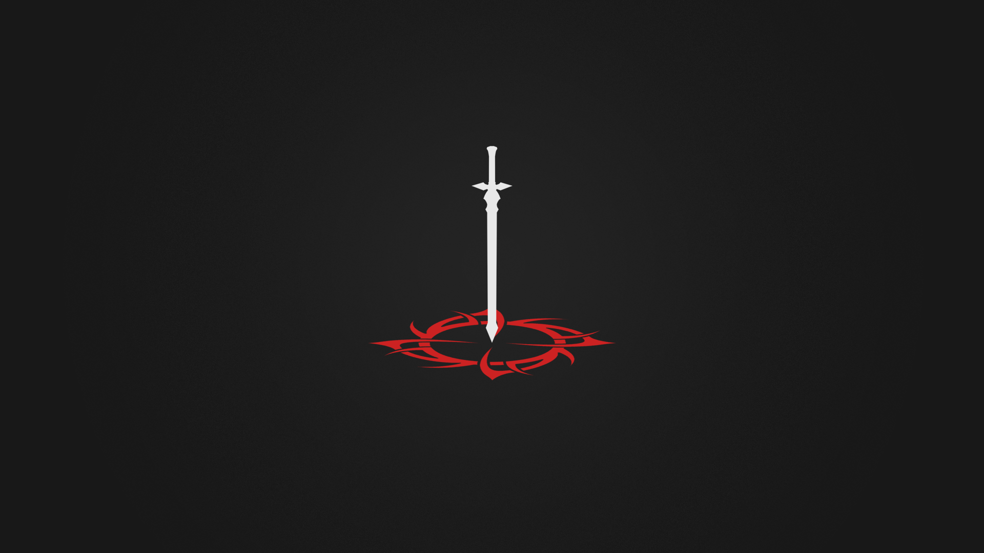 Minimalist white sword with red tribal design HD Wallpaper