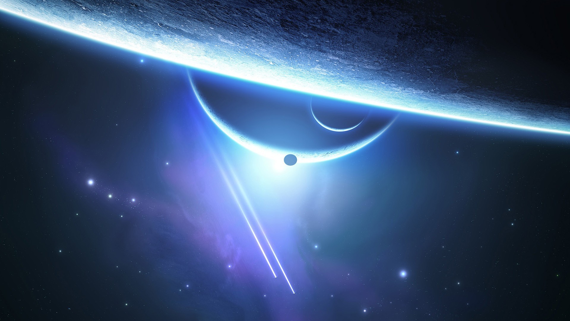 Space art with planets and stars HD Wallpaper
