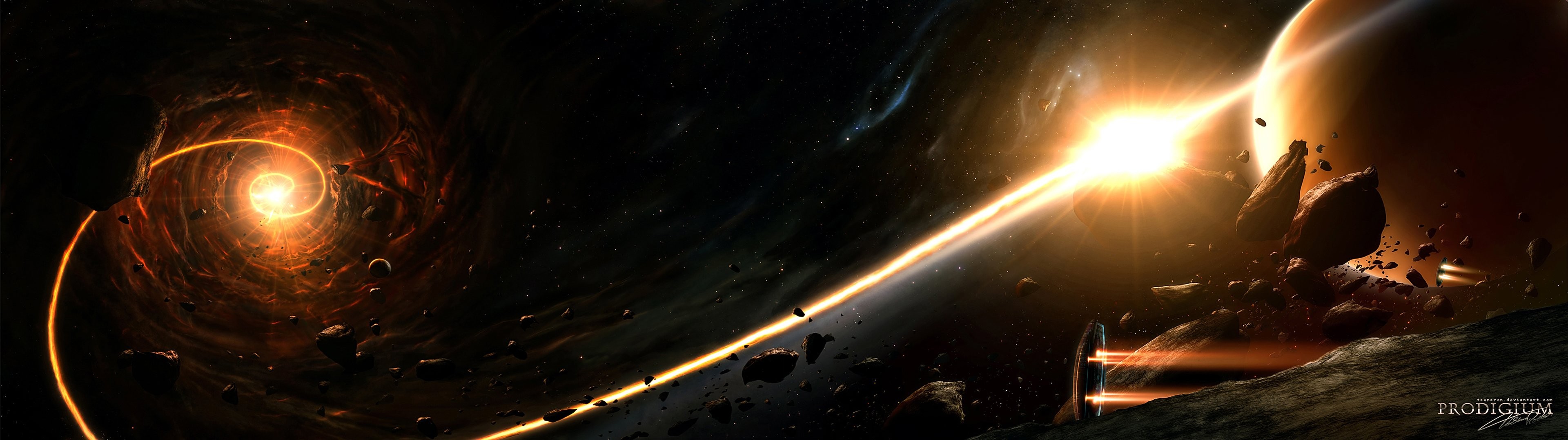 Space art with a swirling nebula and a bright star HD Wallpaper