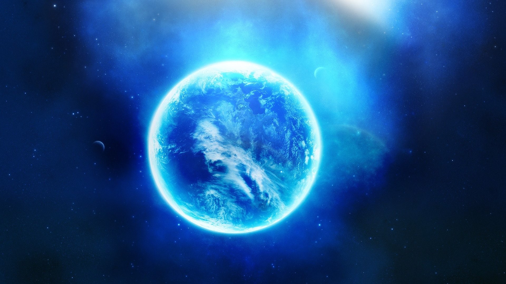 Blue planet in a starry nebula HD Wallpaper