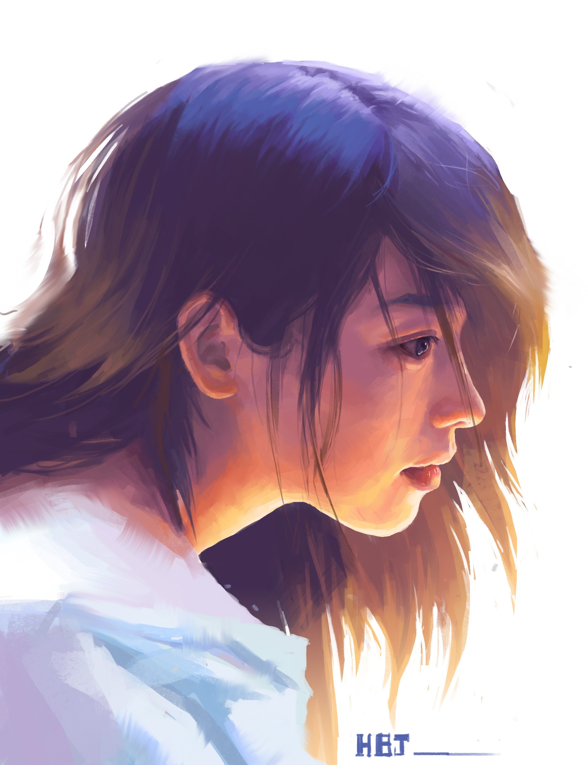 Illustration of a woman with dark hair HD Wallpaper