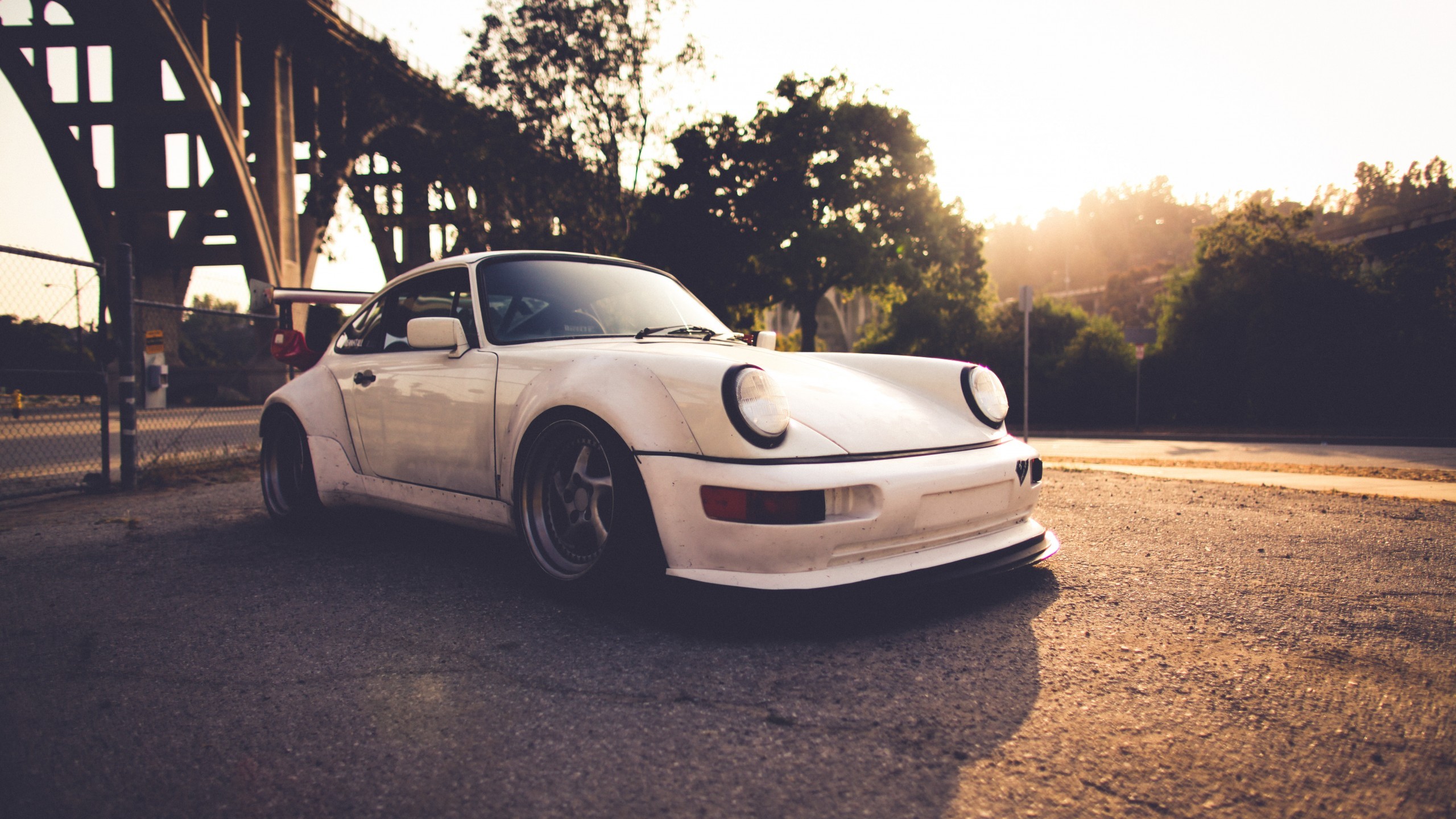 car, Porsche, white cars, sunrise HD Wallpaper