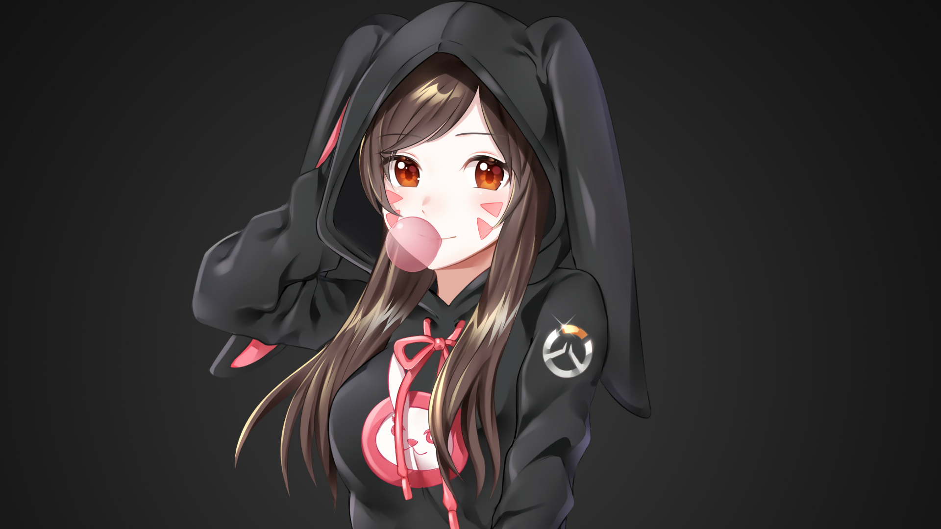 D.Va from Overwatch wearing a bunny hoodie HD Wallpaper