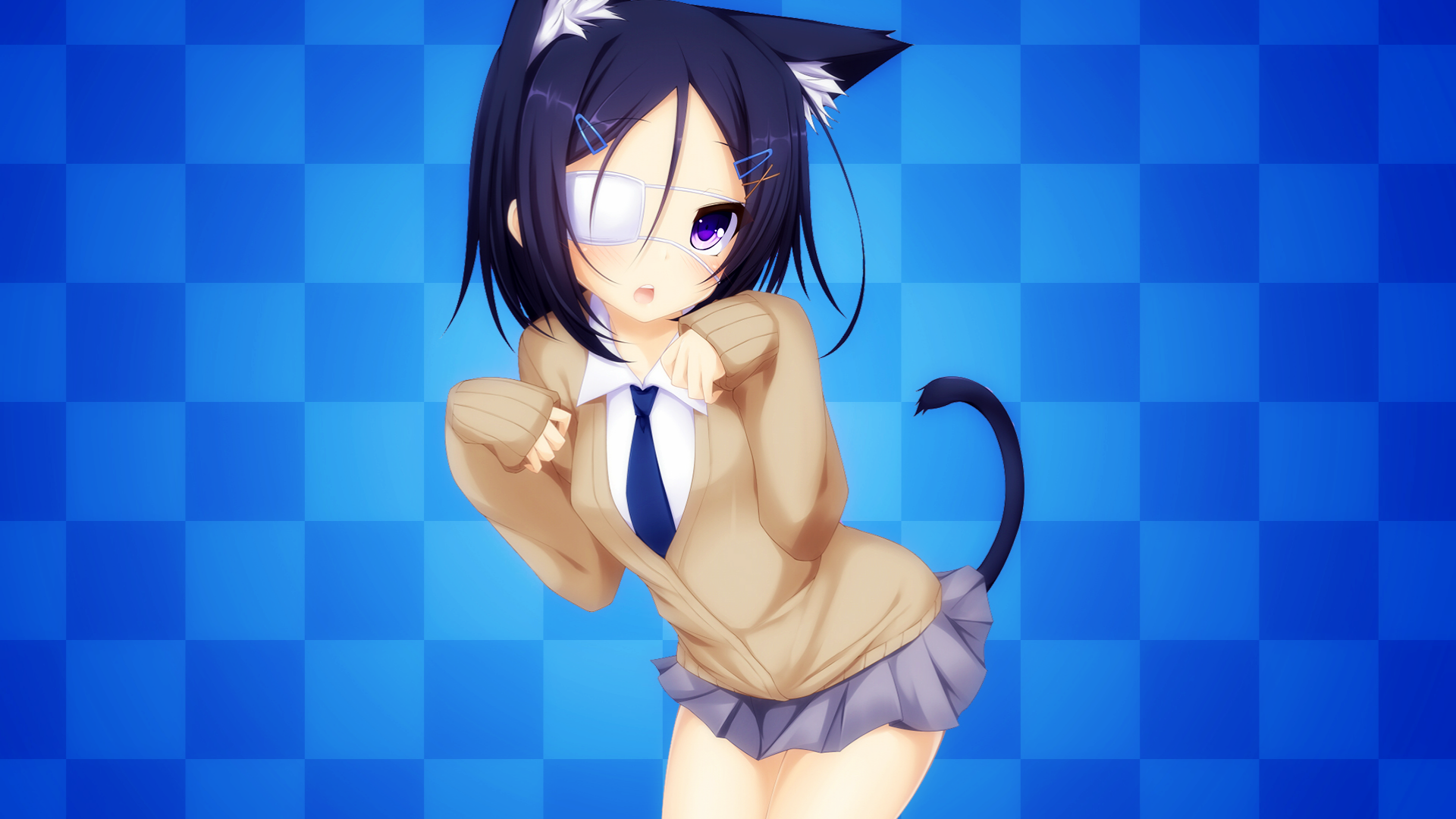 Neko Loli with Eye Patch and Cat Ears HD Wallpaper