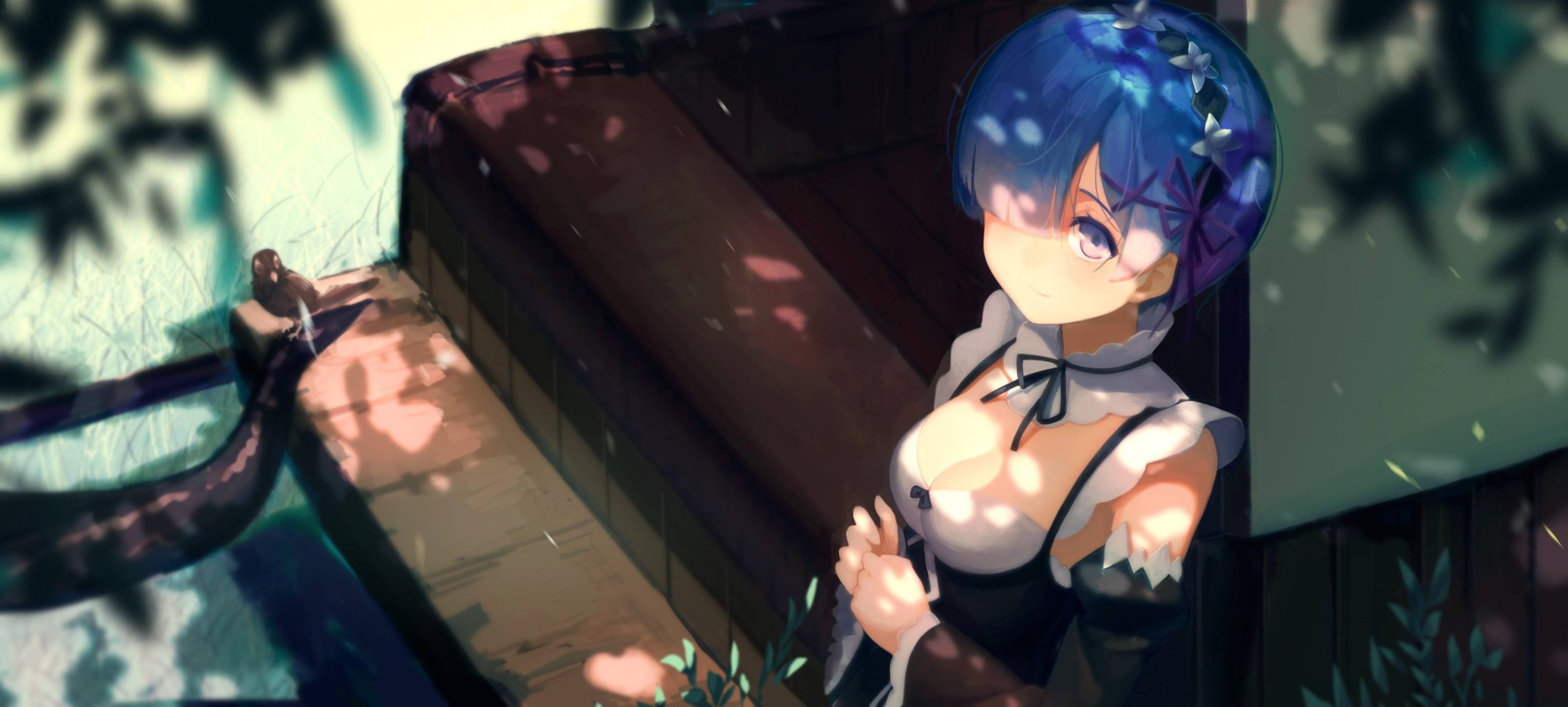Rem from Re:Zero in a Maid Outfit HD Wallpaper