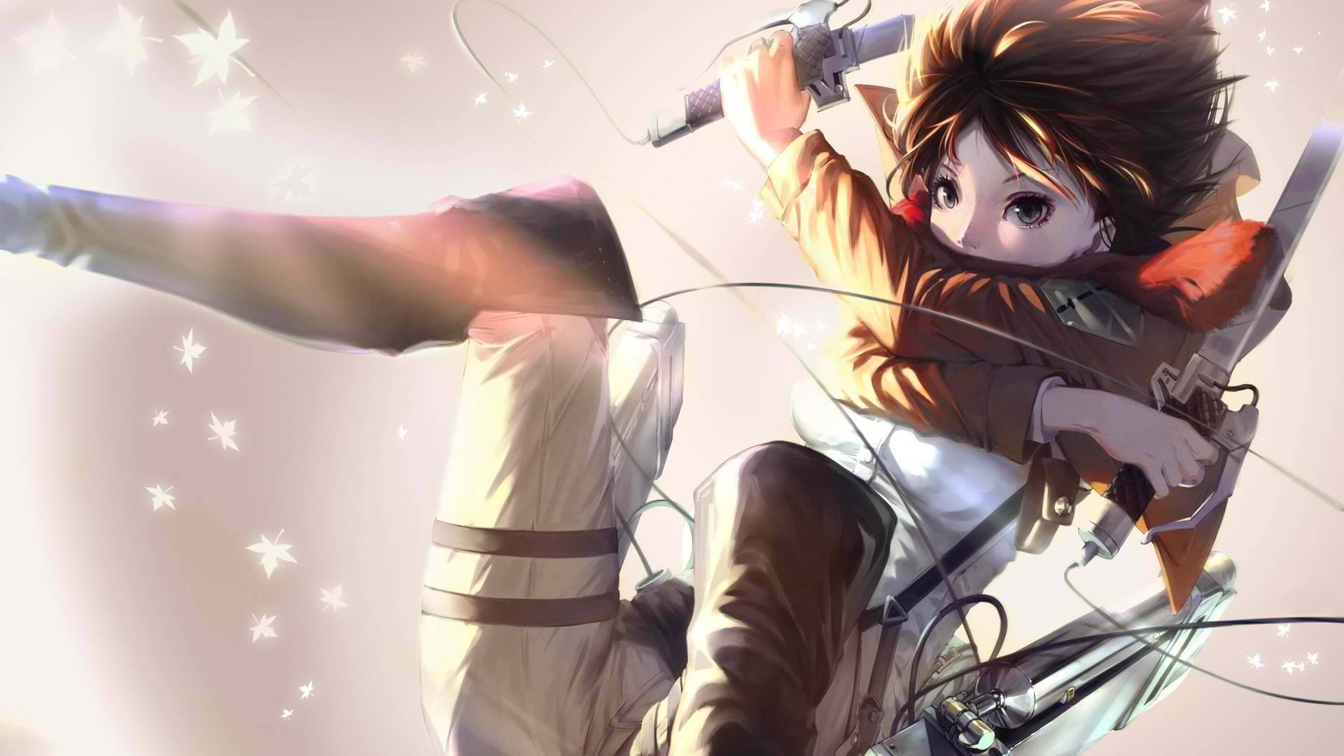 Mikasa Ackerman from Shingeki no Kyojin in action HD Wallpaper