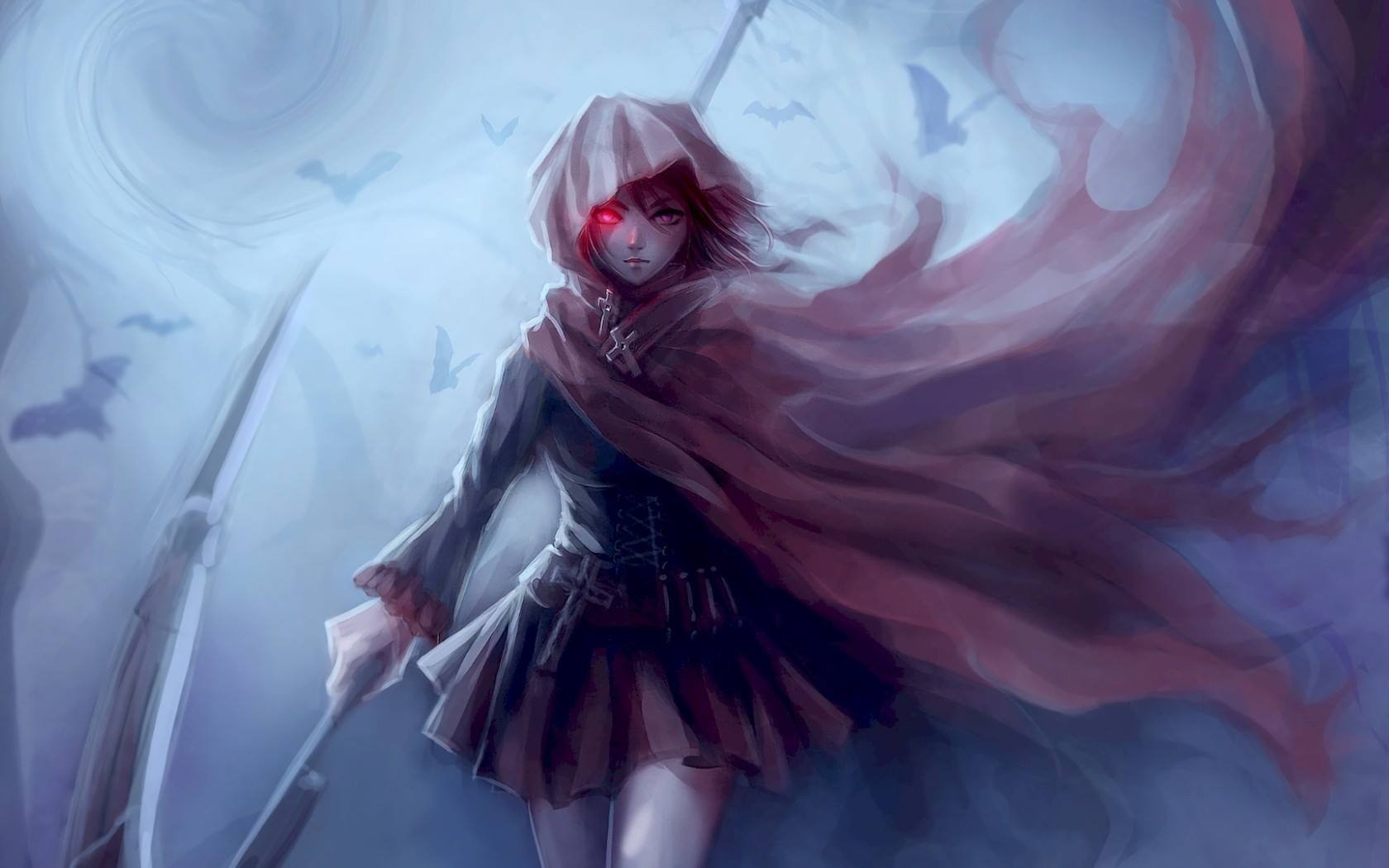 Ruby Rose with a scythe and red cloak HD Wallpaper