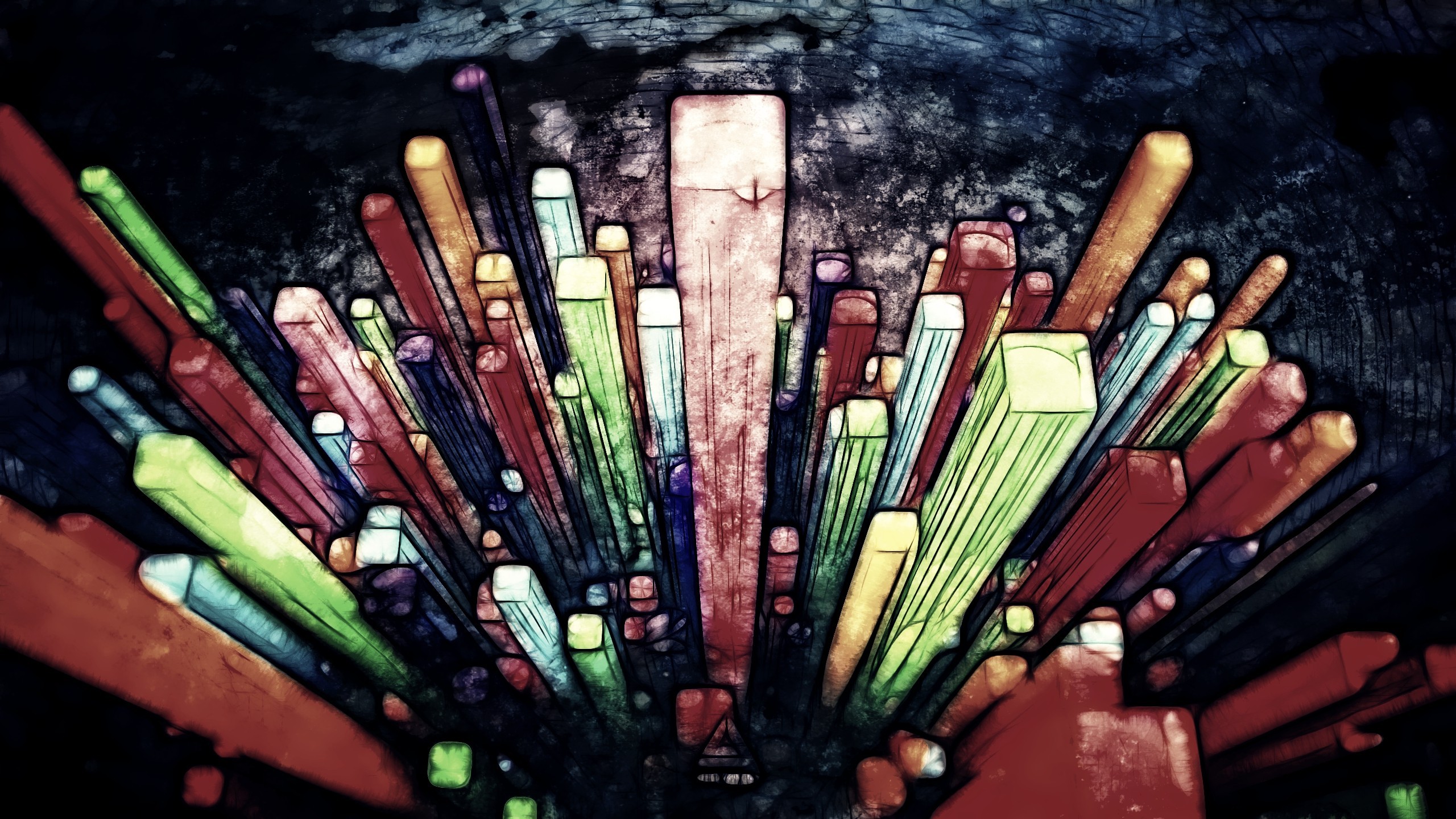Abstract geometric artwork with colorful rods HD Wallpaper