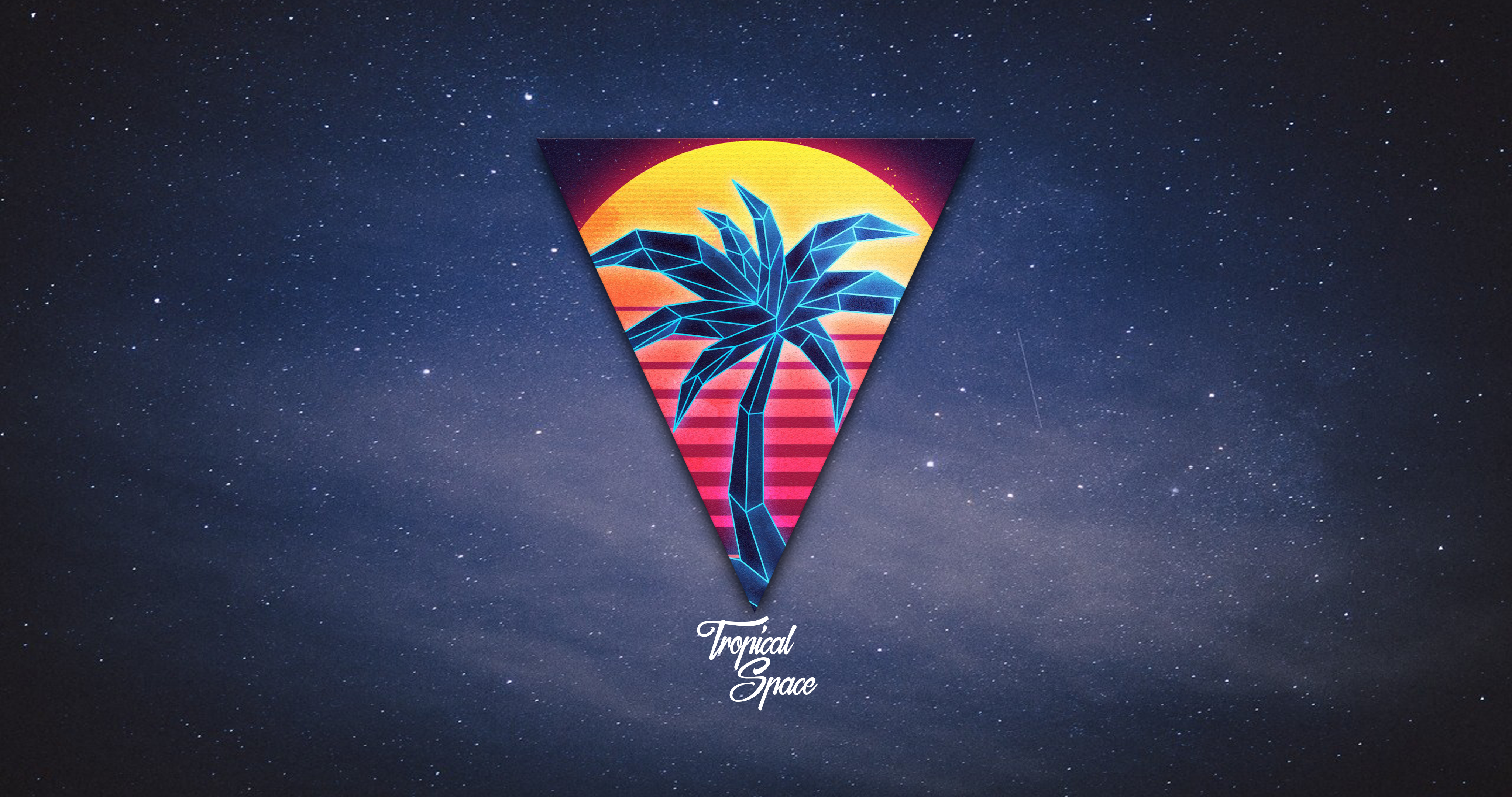 Tropical Space 1980s Digital Art HD Wallpaper