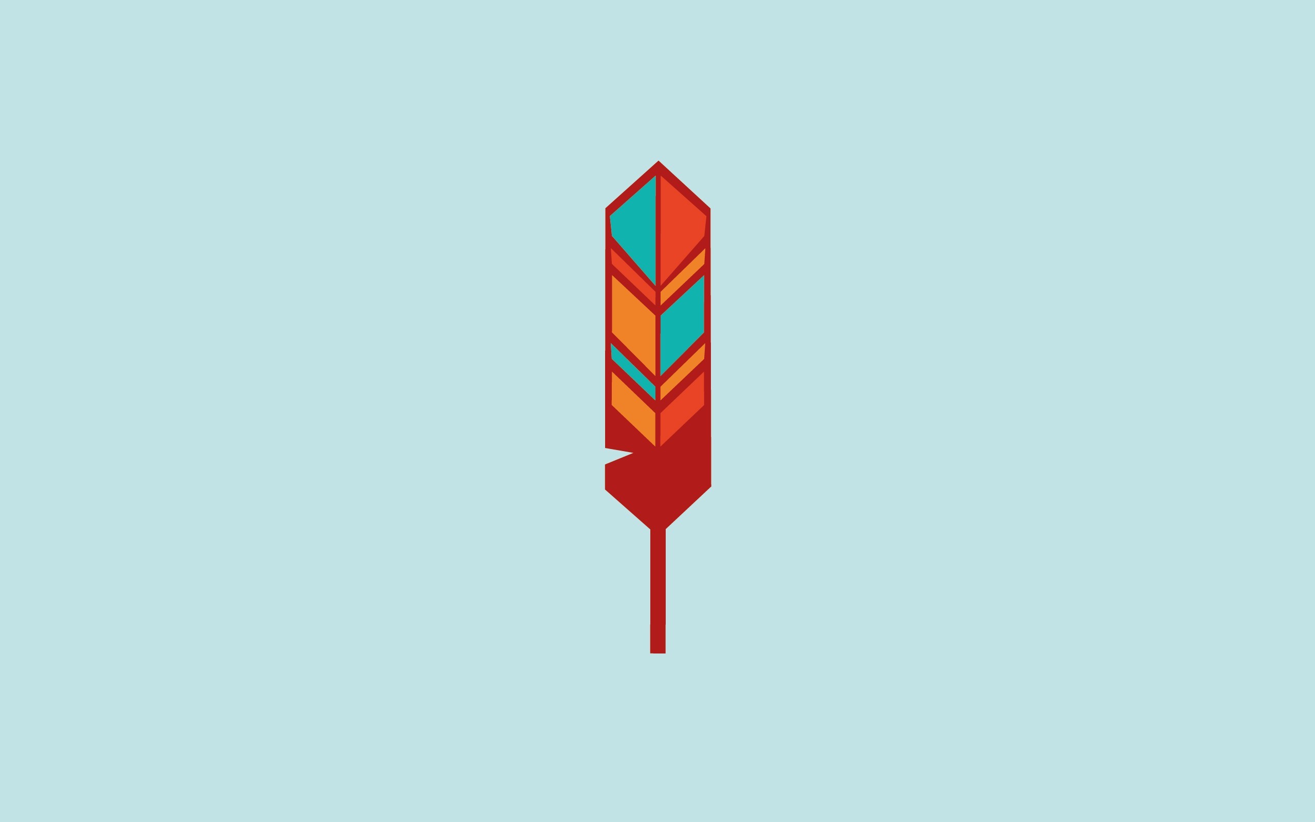 Minimalist feather illustration with geometric patterns HD Wallpaper