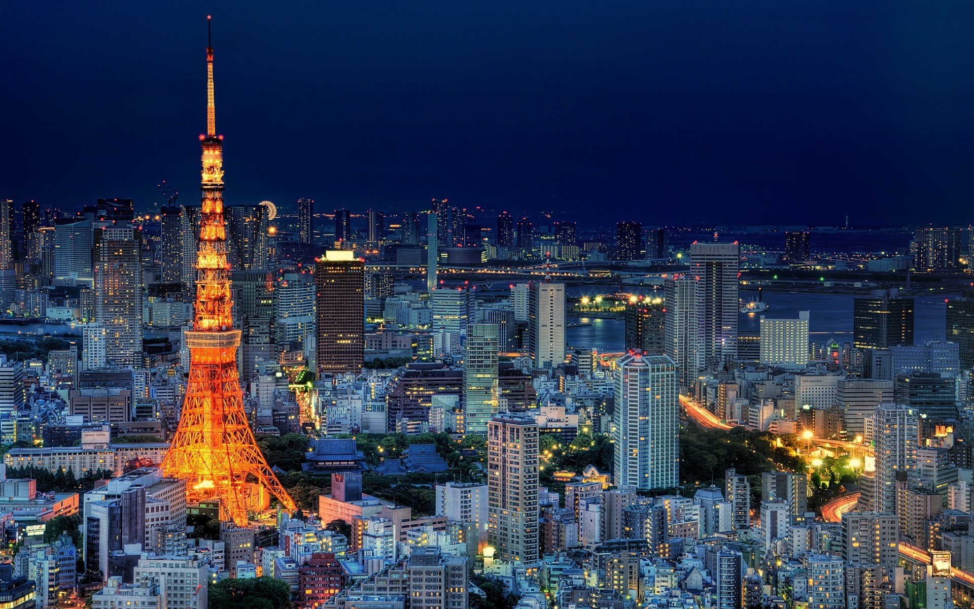 Tokyo Tower cityscape at night HD Wallpaper
