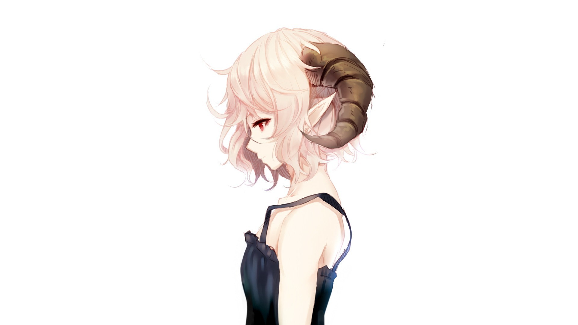 Anime girl with horns and red eyes HD Wallpaper